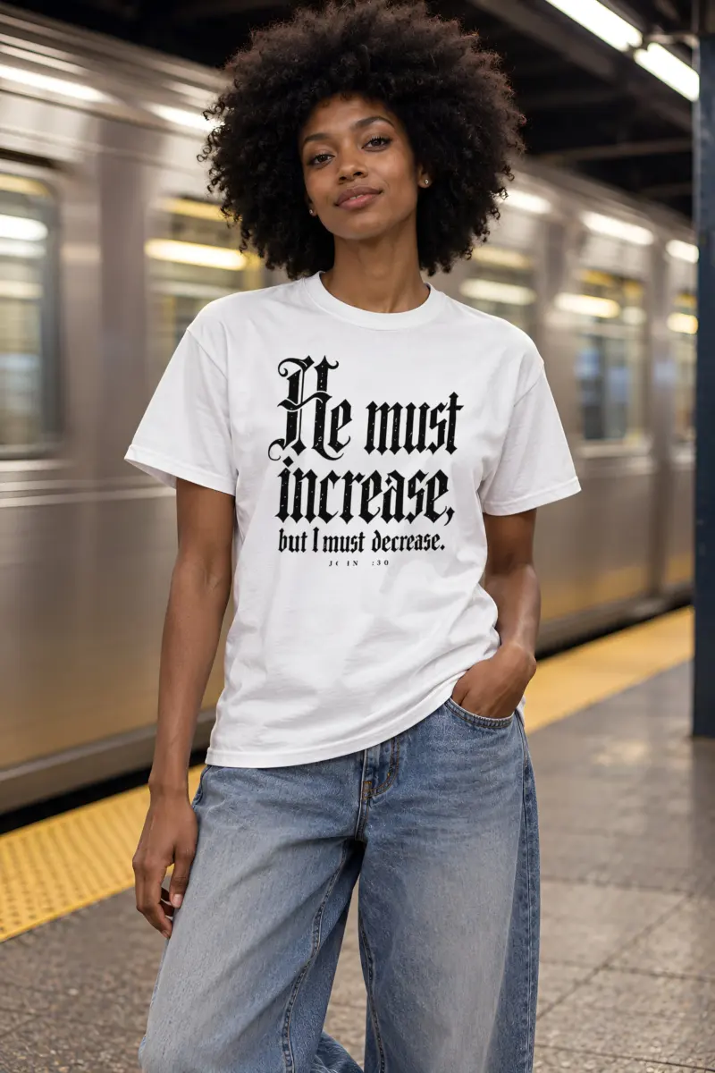 "He Must Increase" Heavyweight Unisex Crewneck T-shirt