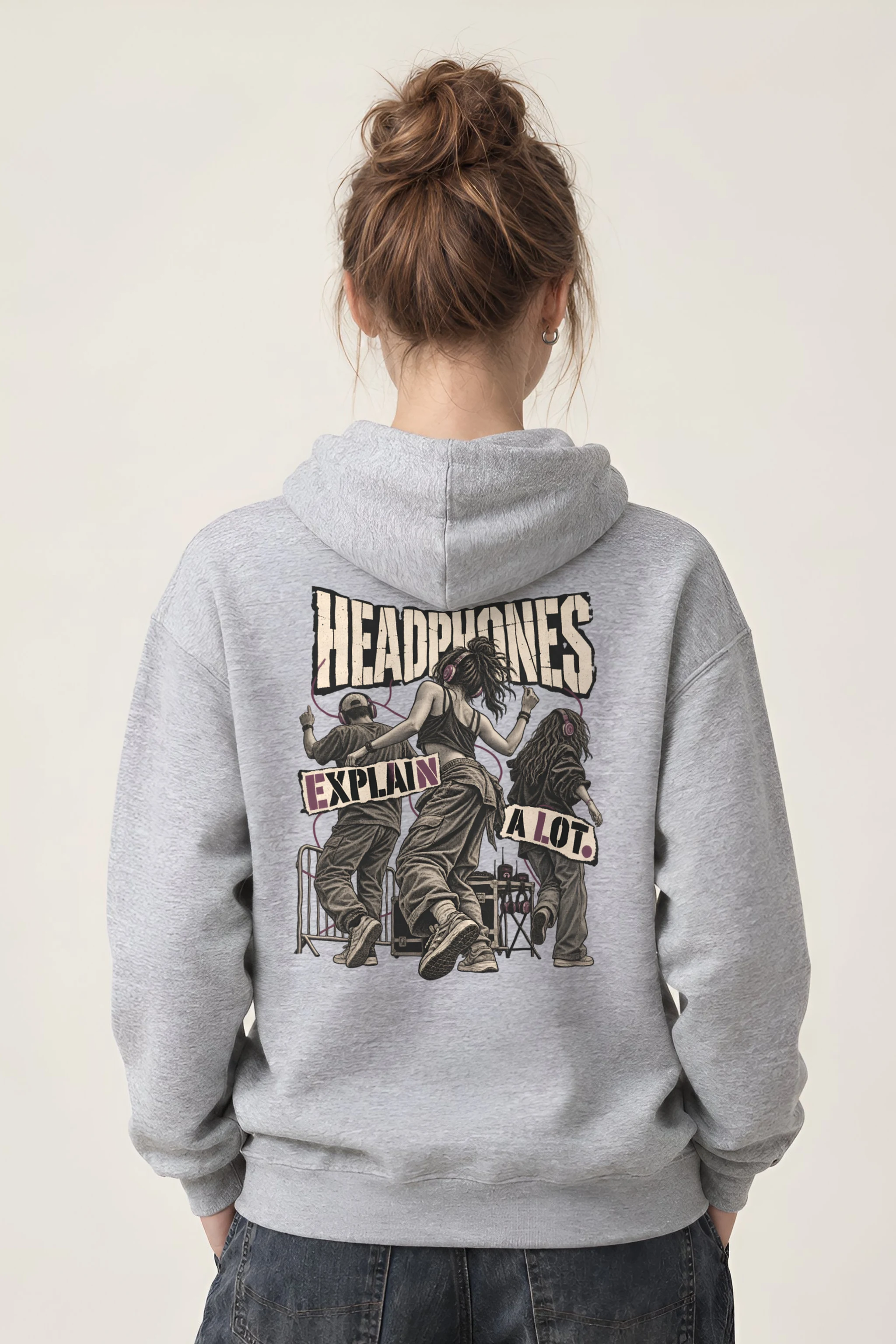 "Headphones Explain a Lot" Heavy Blend Unisex Pullover Hoodie