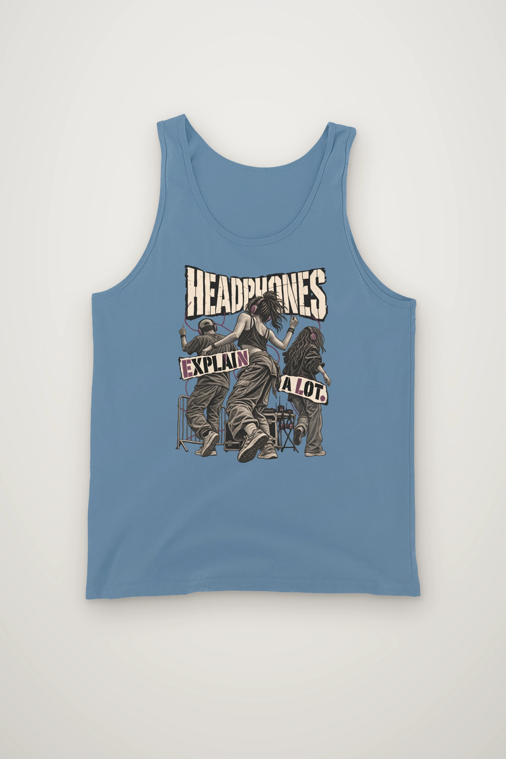 "Headphones Explain a Lot" Unisex Jersey Tank