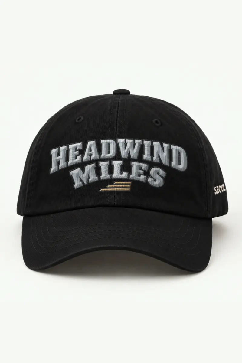 "Headwind Miles Arched Embroidery" Classic Dad Hat · Embroidered — black/cap-front