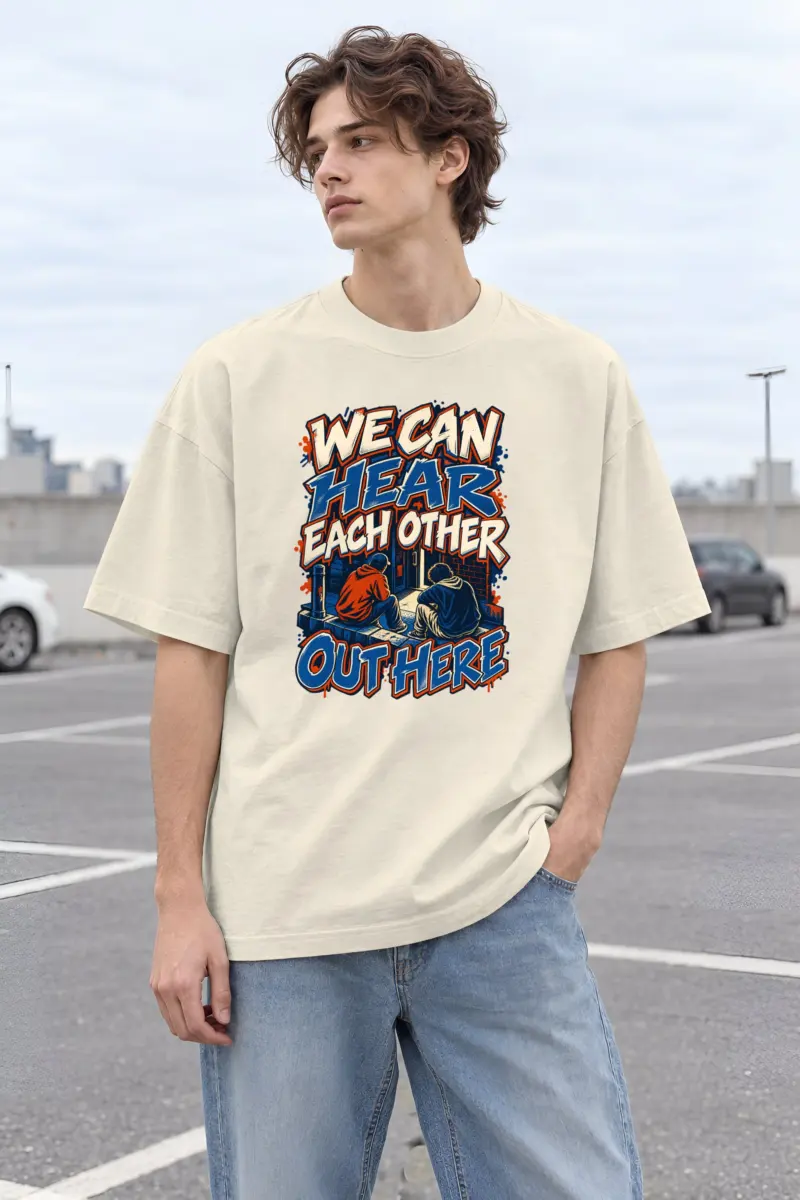 "Hear Each Other" Men's Oversized Heavyweight Crewneck T-Shirt