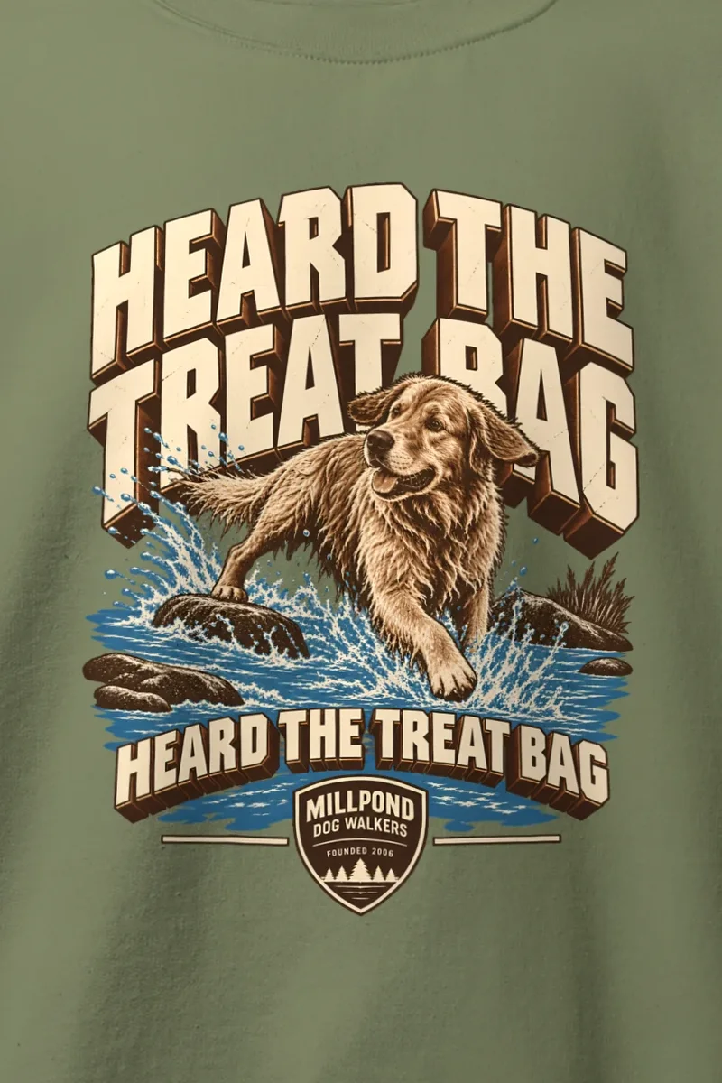 "Heard The Treat Bag" Heavy Blend Unisex Crewneck Sweatshirt - the graphic up close