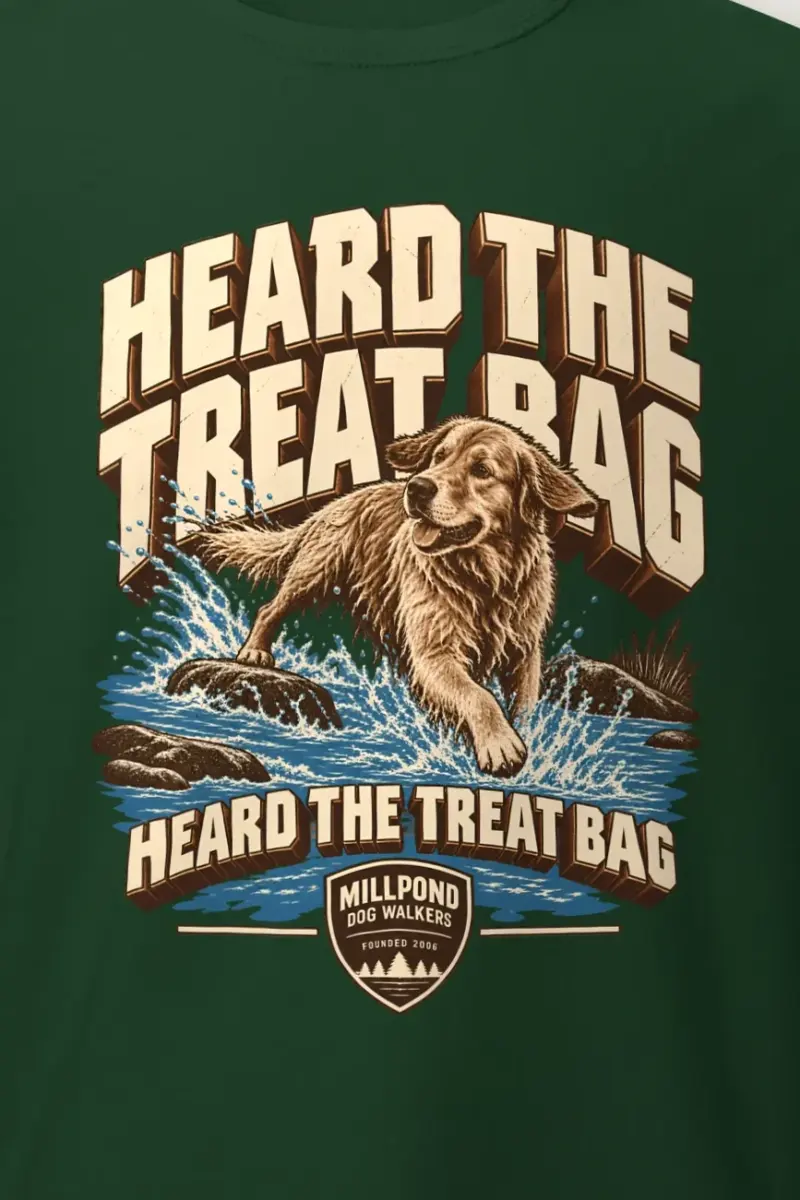 "Heard The Treat Bag" Heavyweight Unisex Crewneck T-shirt - the graphic up close