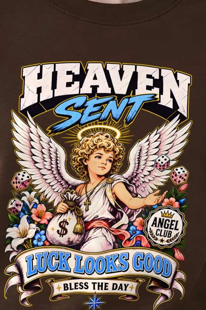"Heaven Sent Luck" 1 Crewneck Sweatshirt - the graphic up close