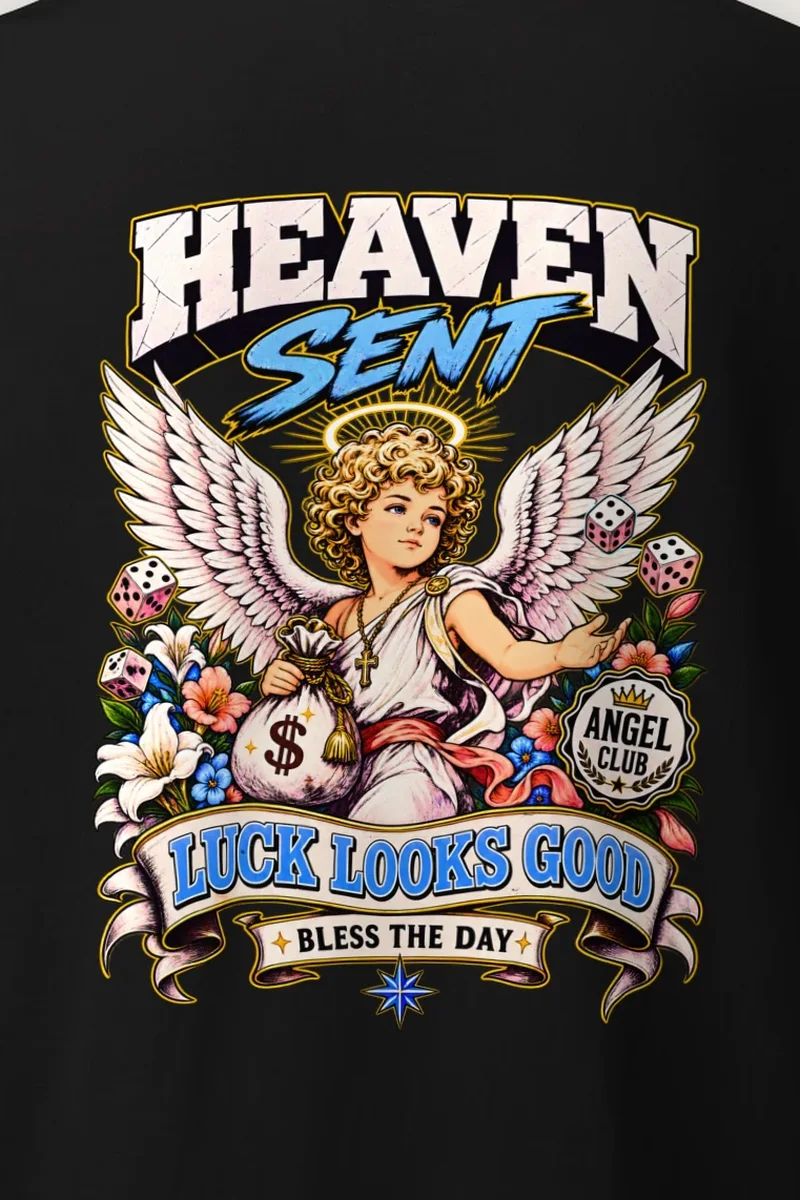 "Heaven Sent Luck" Heavyweight Unisex Crewneck T-shirt