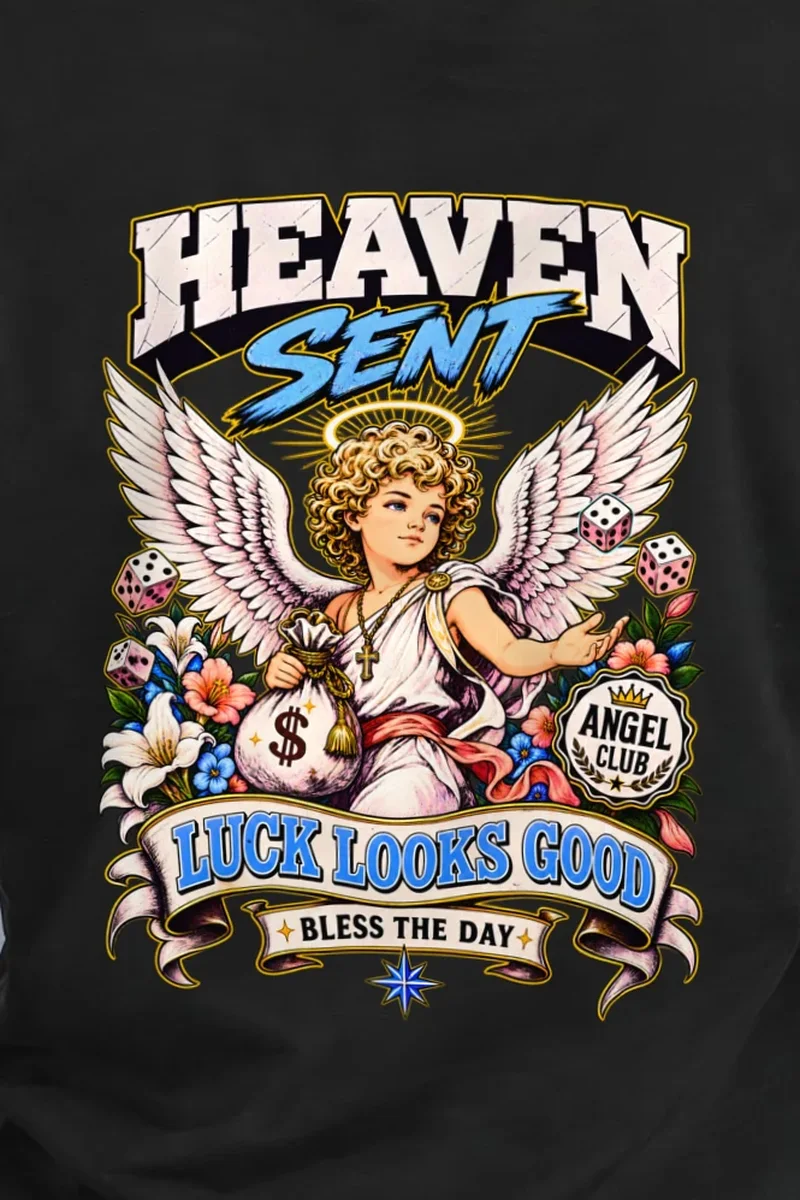"Heaven Sent Luck" Heavyweight Unisex Crewneck T-shirt