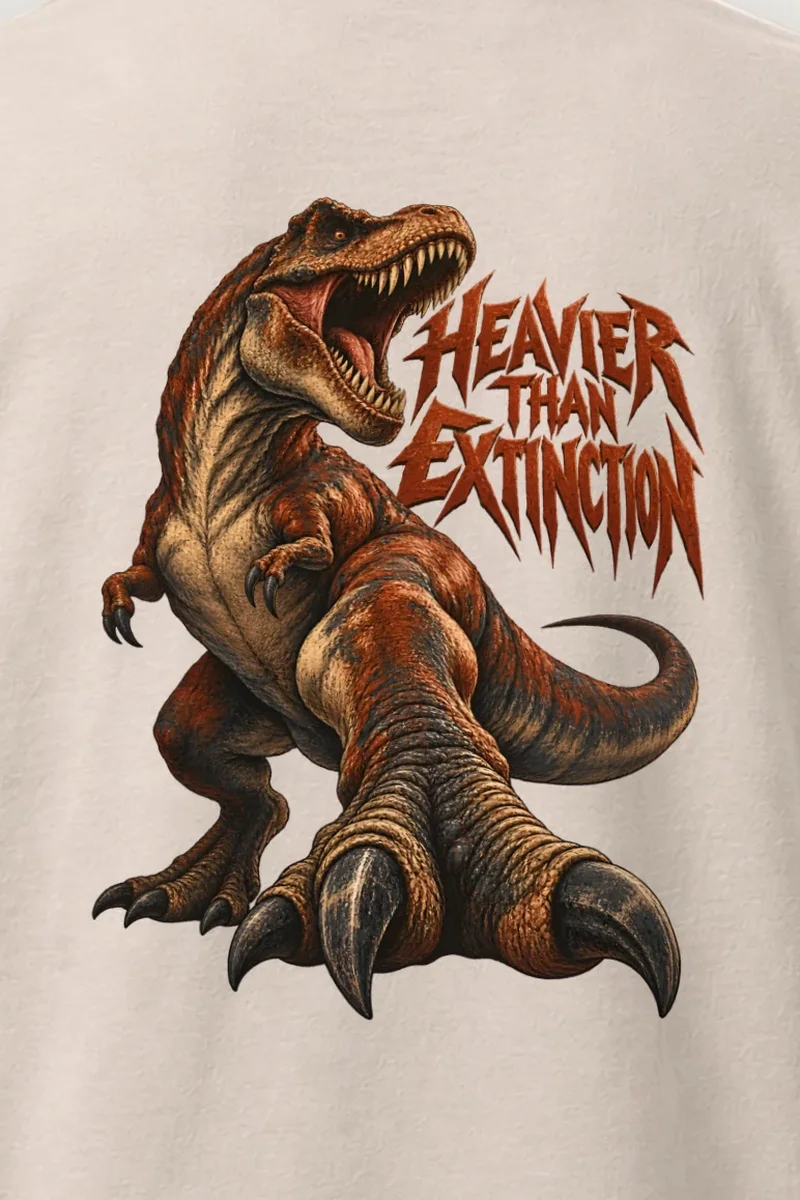 "Heavier Than Extinction" Heavyweight Unisex Crewneck T-shirt - the graphic up close