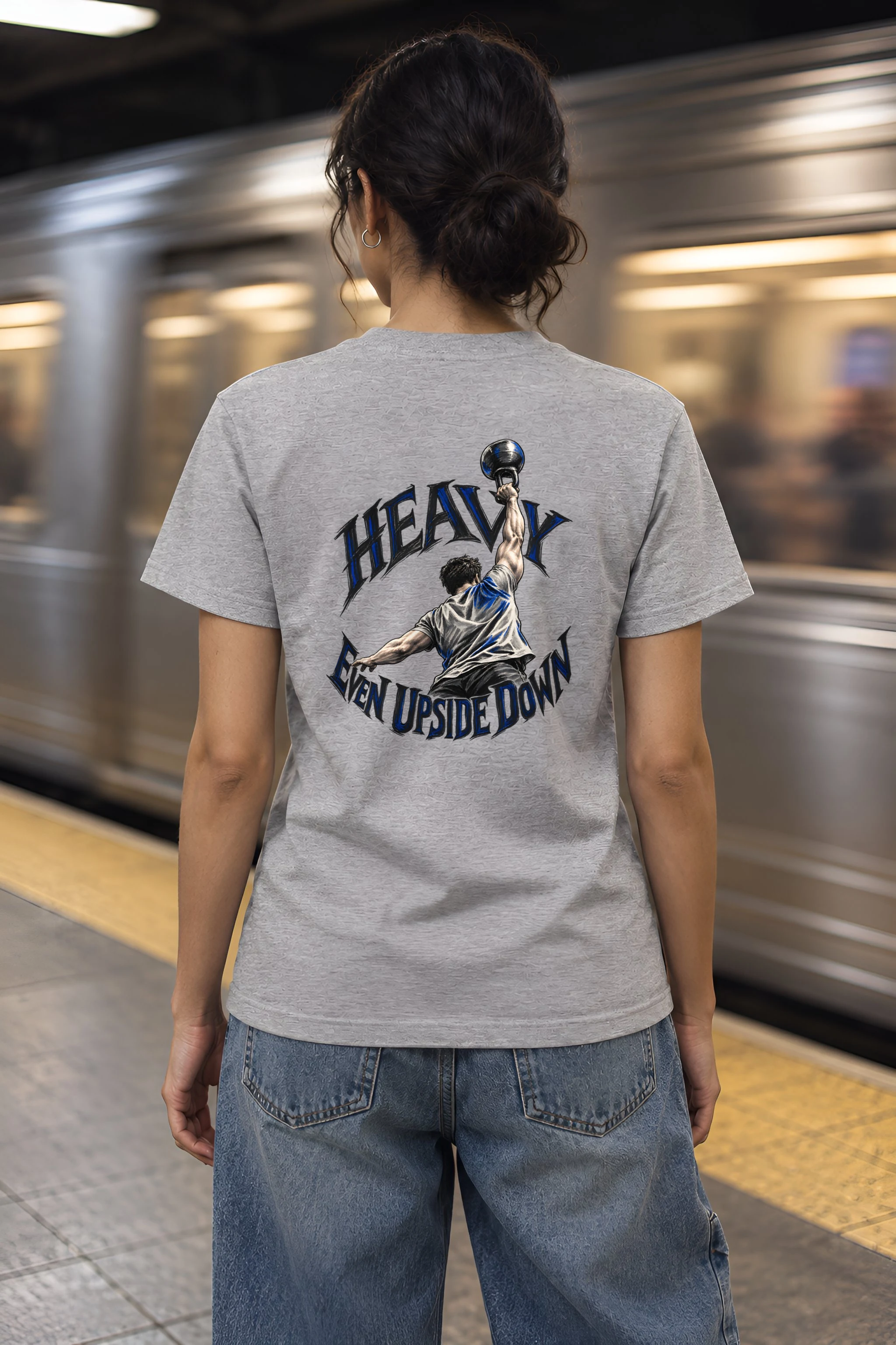 "Heavy Even Upside Down" Heavyweight Unisex Crewneck T-shirt