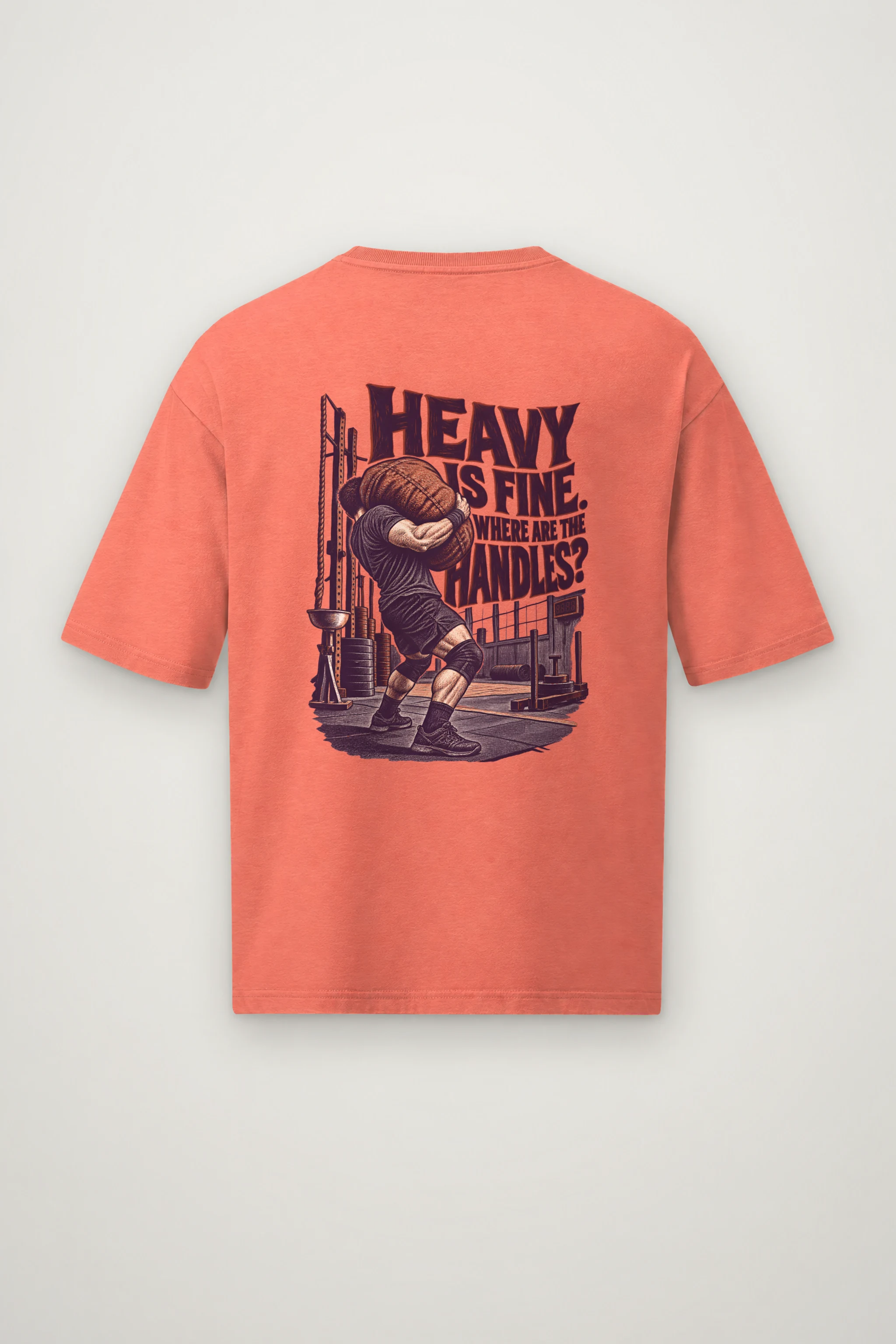 "Heavy Is Fine, Where Are the Handles?" Men's Oversized Heavyweight Crewneck T-Shirt