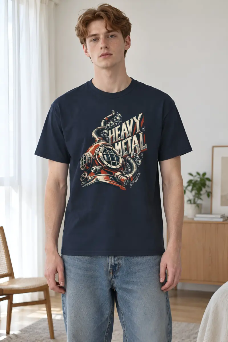 “Heavy Metal Diving Helmet” Heavyweight Unisex Crewneck T-shirt
