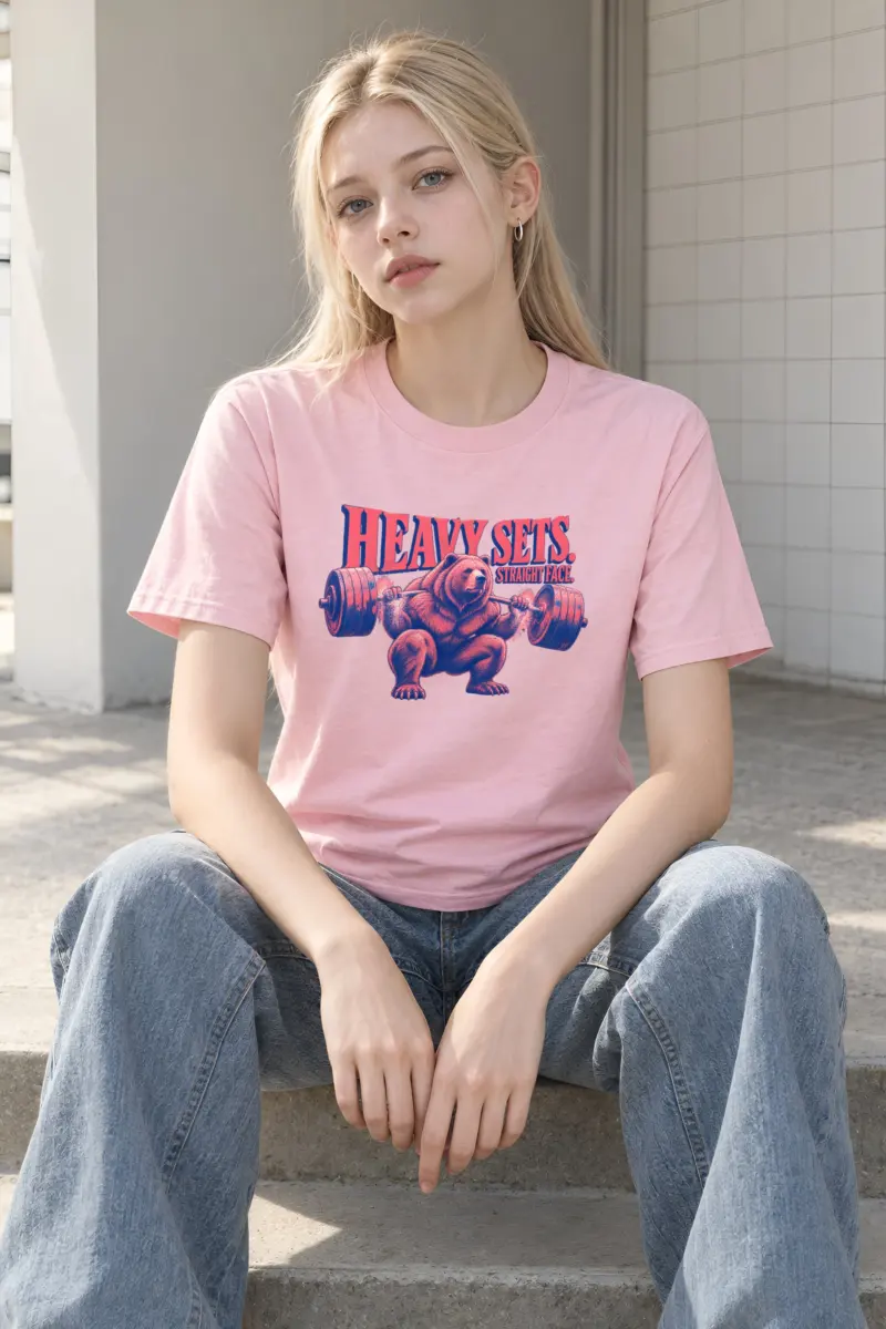 “Heavy Sets, Straight Face” Heavyweight Unisex Crewneck T-shirt