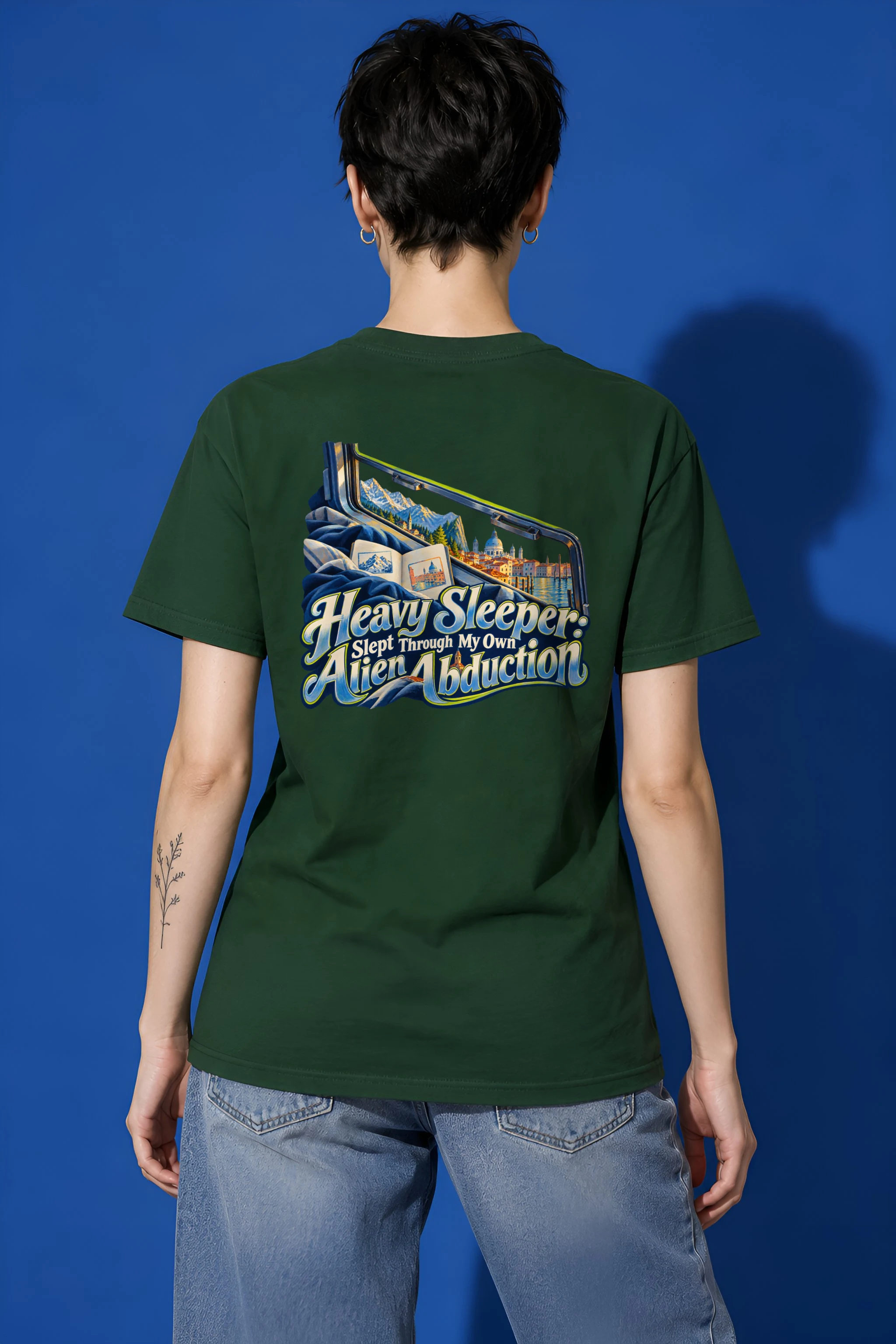 "Heavy Sleeper Alien Abduction" Heavyweight Unisex Crewneck T-shirt
