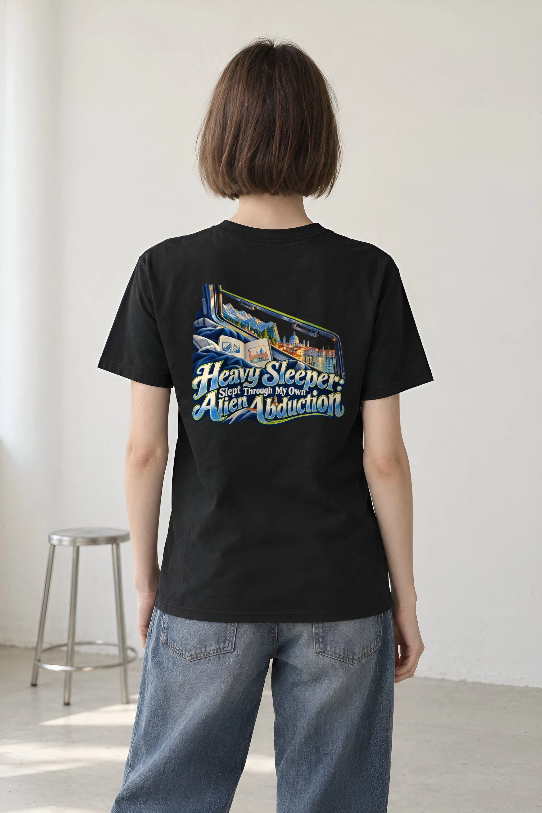"Heavy Sleeper Alien Abduction" Heavyweight Unisex Crewneck T-shirt