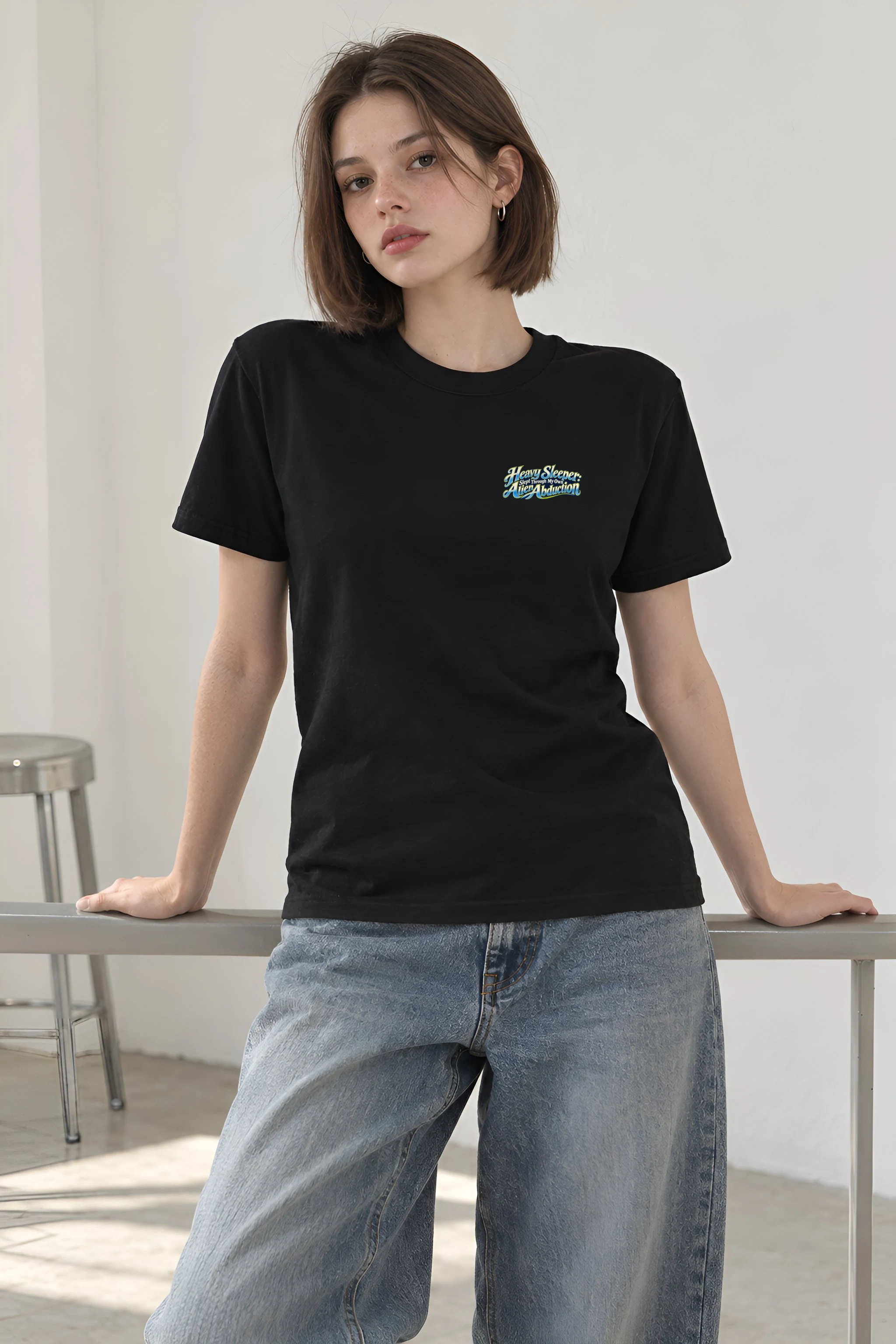 "Heavy Sleeper Alien Abduction" Heavyweight Unisex Crewneck T-shirt