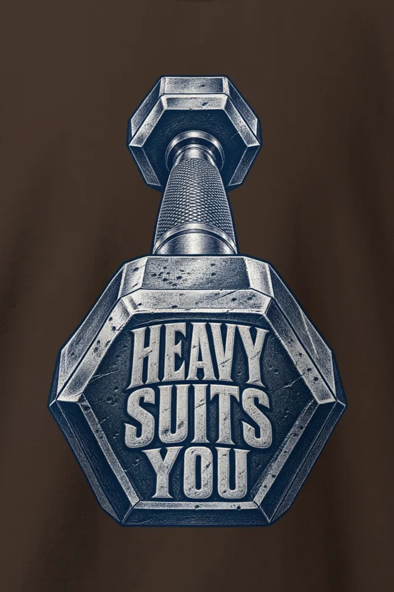 "Heavy Suits You" Heavy Blend Unisex Crewneck Sweatshirt - the graphic up close
