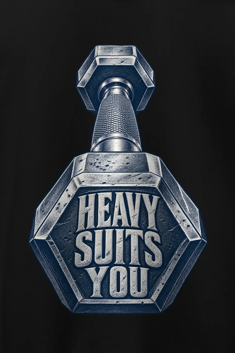 "Heavy Suits You" Heavy Blend Unisex Pullover Hoodie - the graphic up close