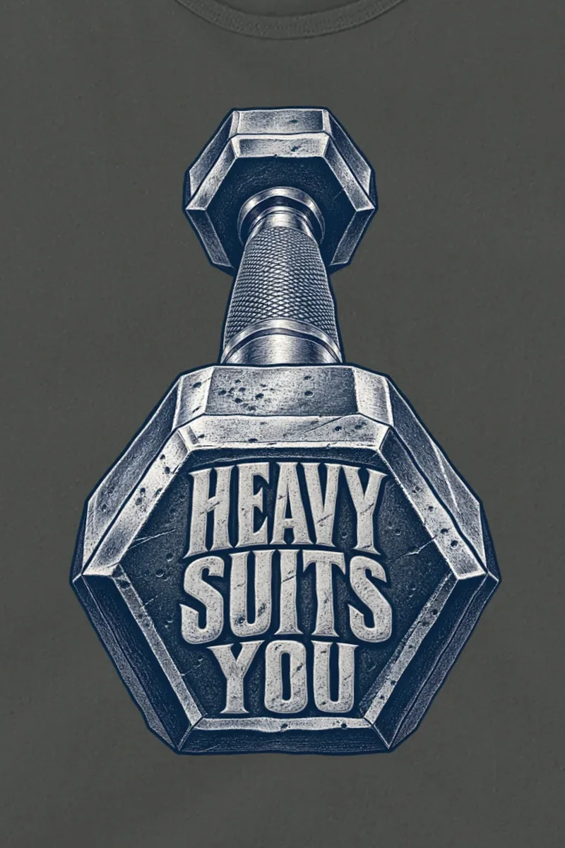 "Heavy Suits You" Unisex Jersey Tank - the graphic up close