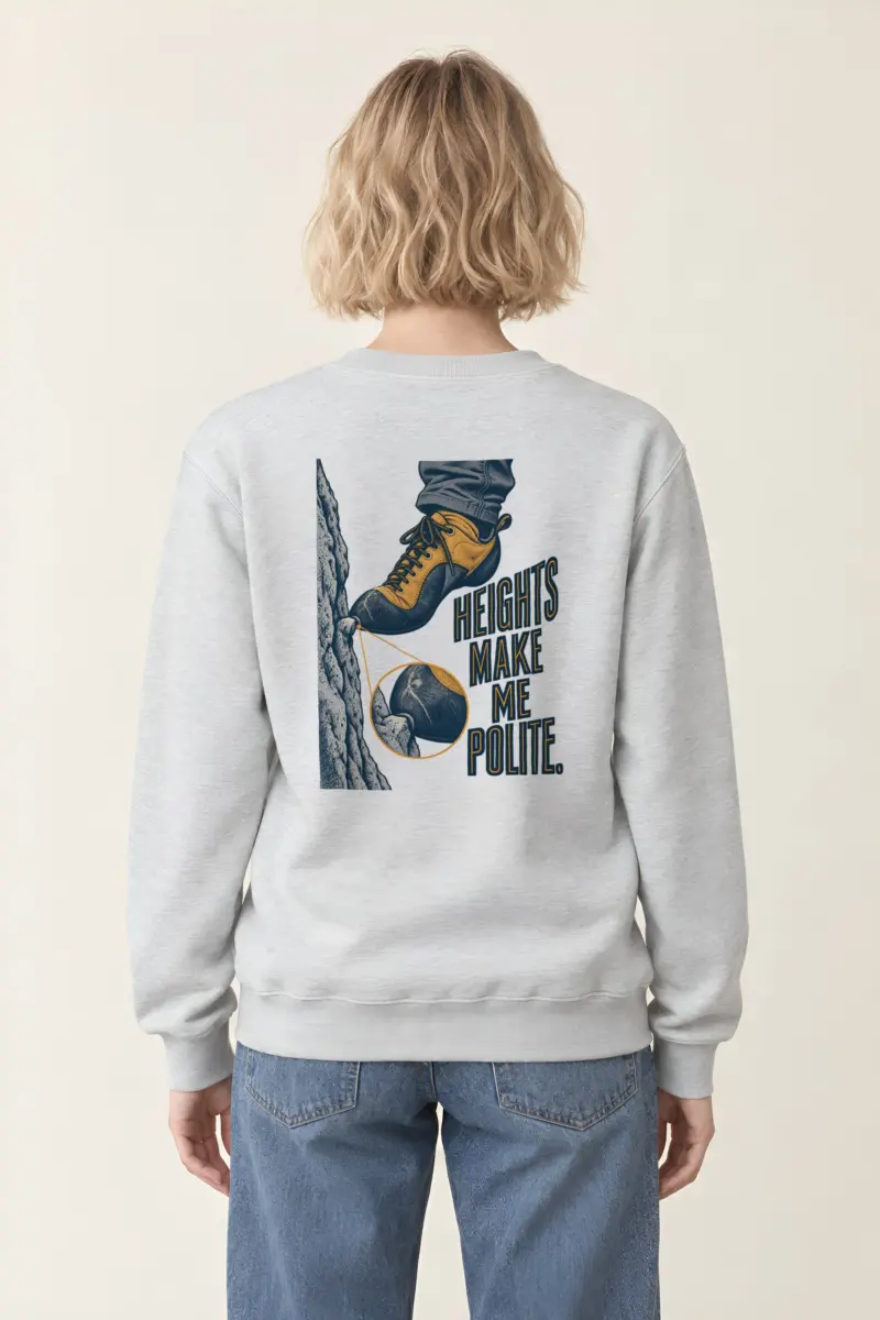 "Heights Make Me Polite" Heavy Blend Unisex Crewneck Sweatshirt