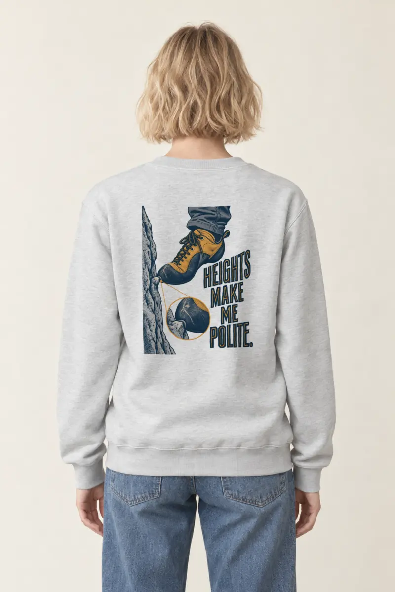 "Heights Make Me Polite" Heavy Blend Unisex Crewneck Sweatshirt