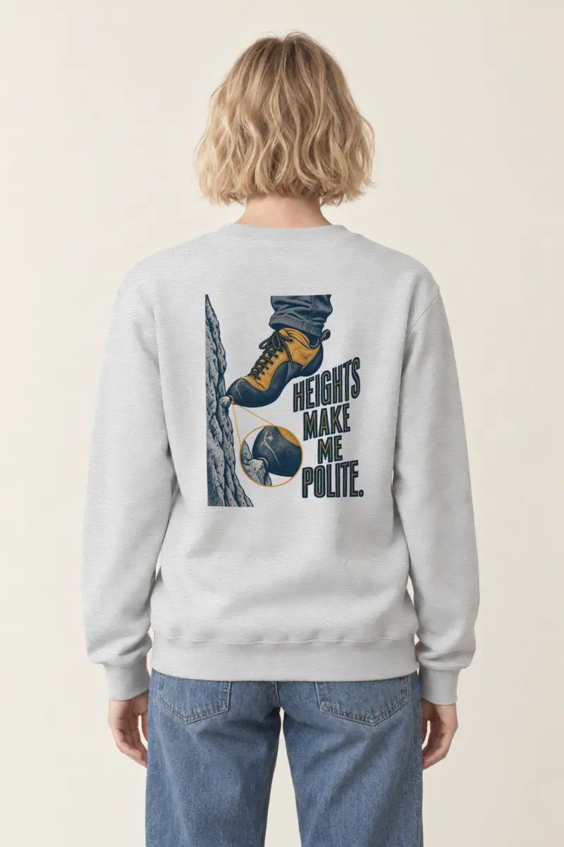 "Heights Make Me Polite" Heavy Blend Unisex Crewneck Sweatshirt