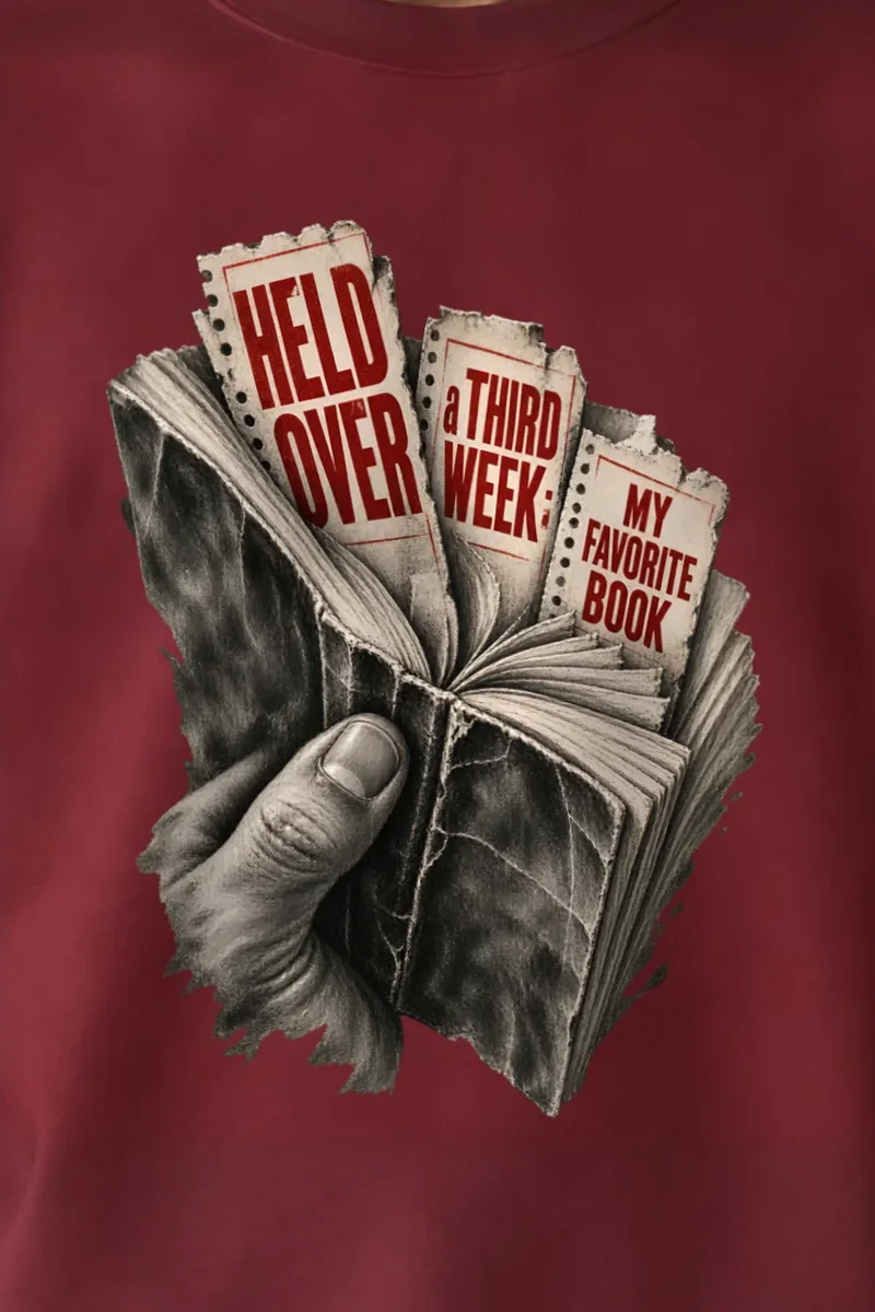 "Held Over a Third Week" Heavy Blend Unisex Crewneck Sweatshirt - the graphic up close