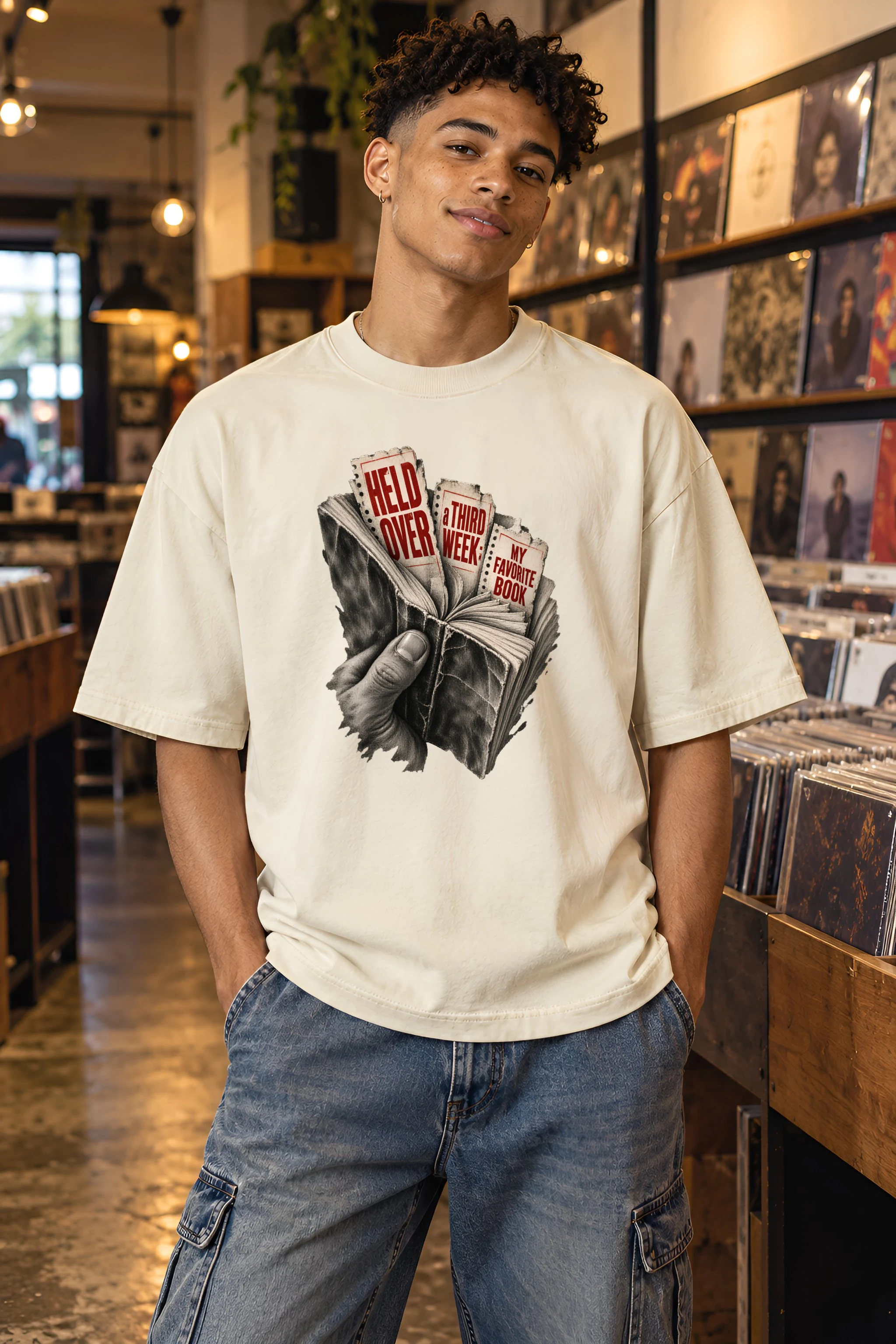 "Held Over a Third Week" Unisex Oversized Heavyweight Crewneck T-Shirt