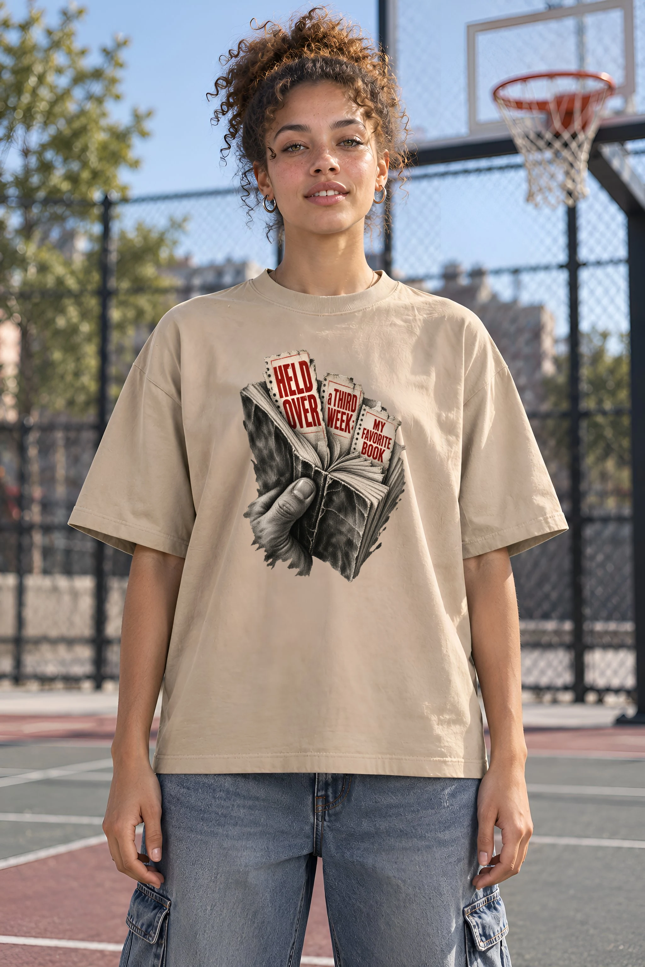 "Held Over a Third Week" Unisex Oversized Heavyweight Crewneck T-Shirt