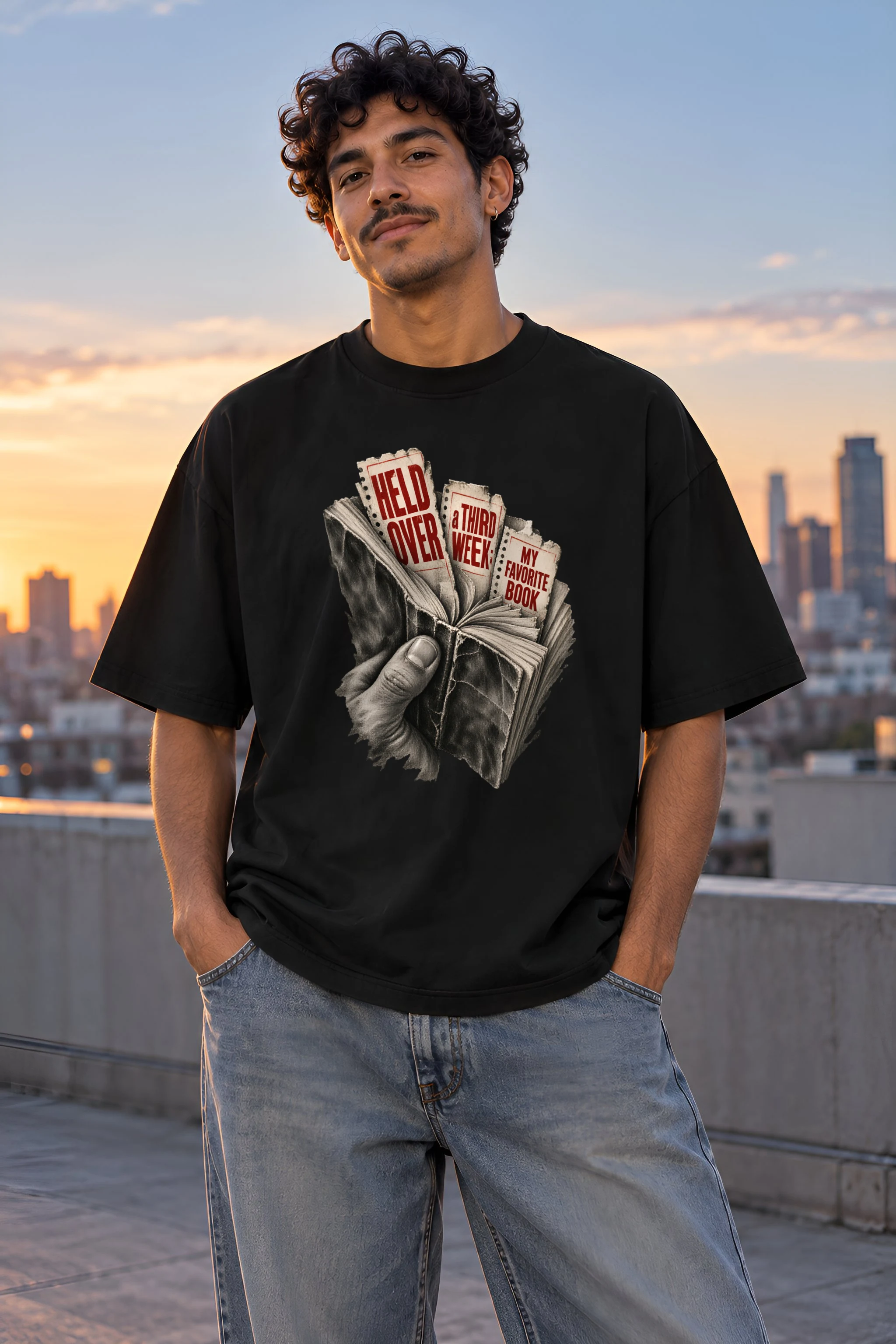 "Held Over a Third Week" Unisex Oversized Heavyweight Crewneck T-Shirt