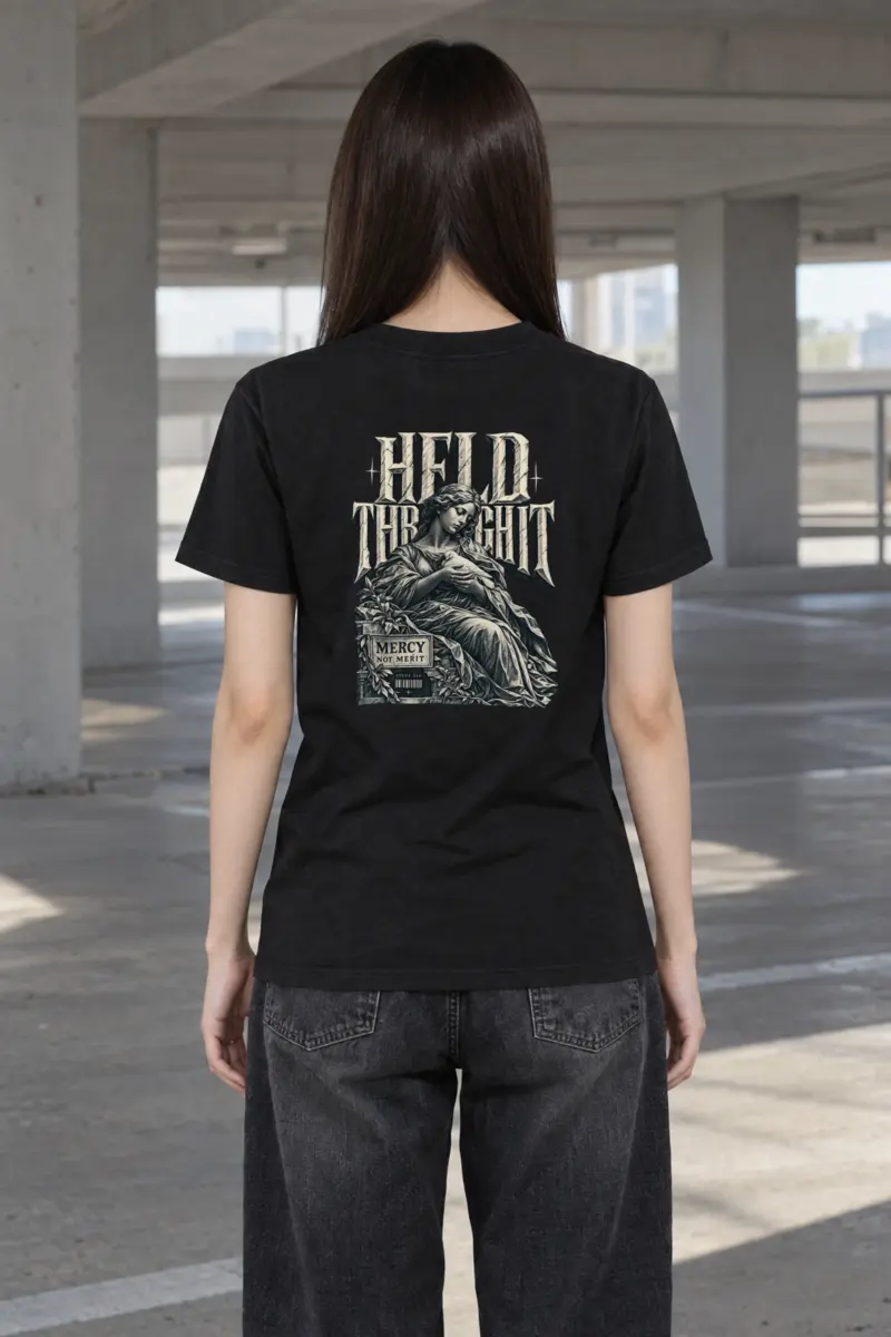 "Held Through It Mercy Not Merit" Heavyweight Unisex Crewneck T-shirt