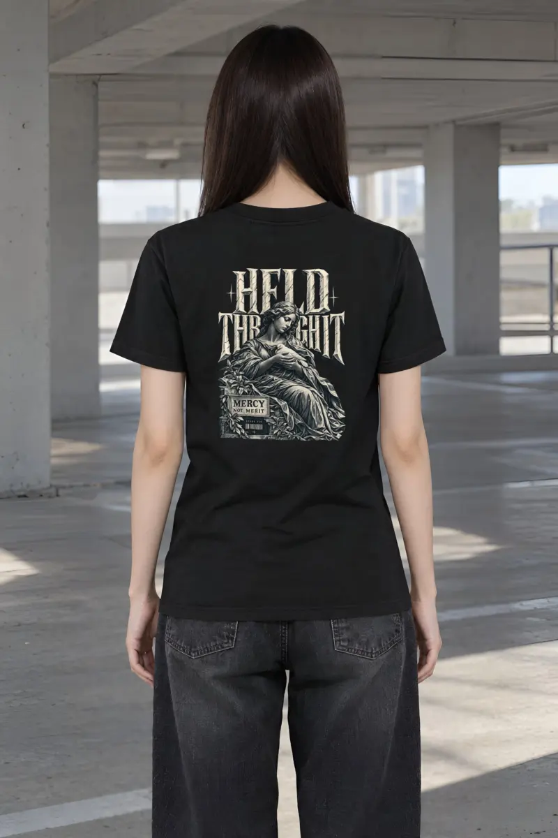 "Held Through It Mercy Not Merit" Heavyweight Unisex Crewneck T-shirt