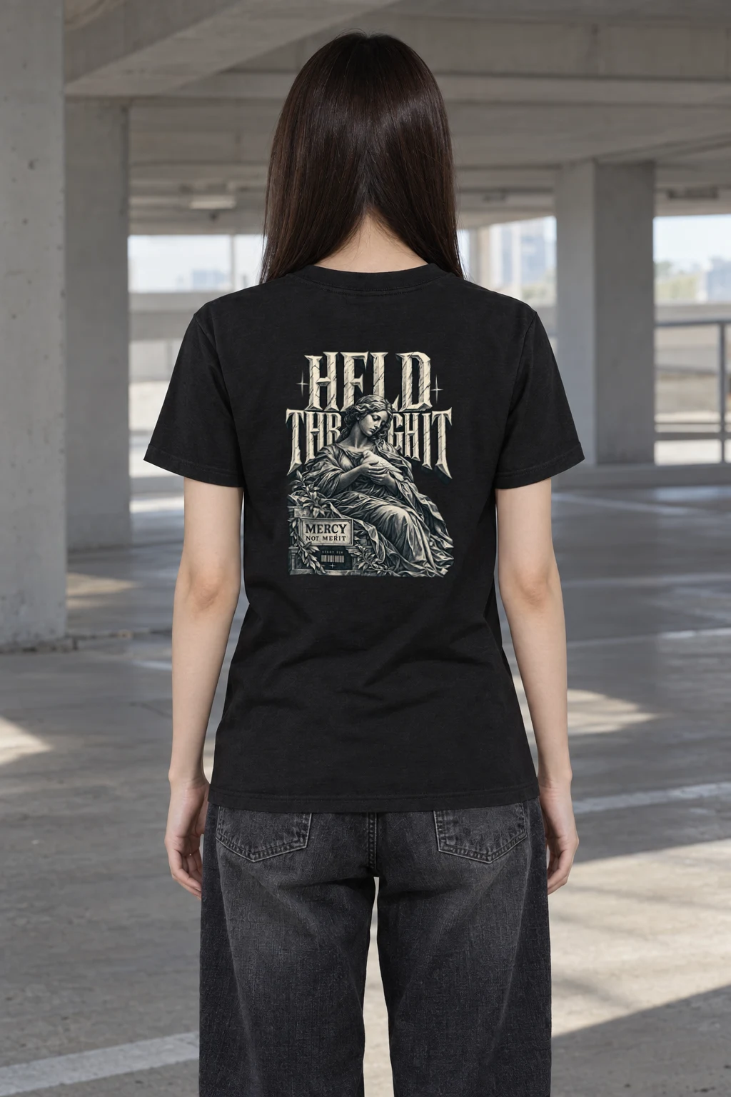 "Held Through It Mercy Not Merit" Heavyweight Unisex Crewneck T-shirt