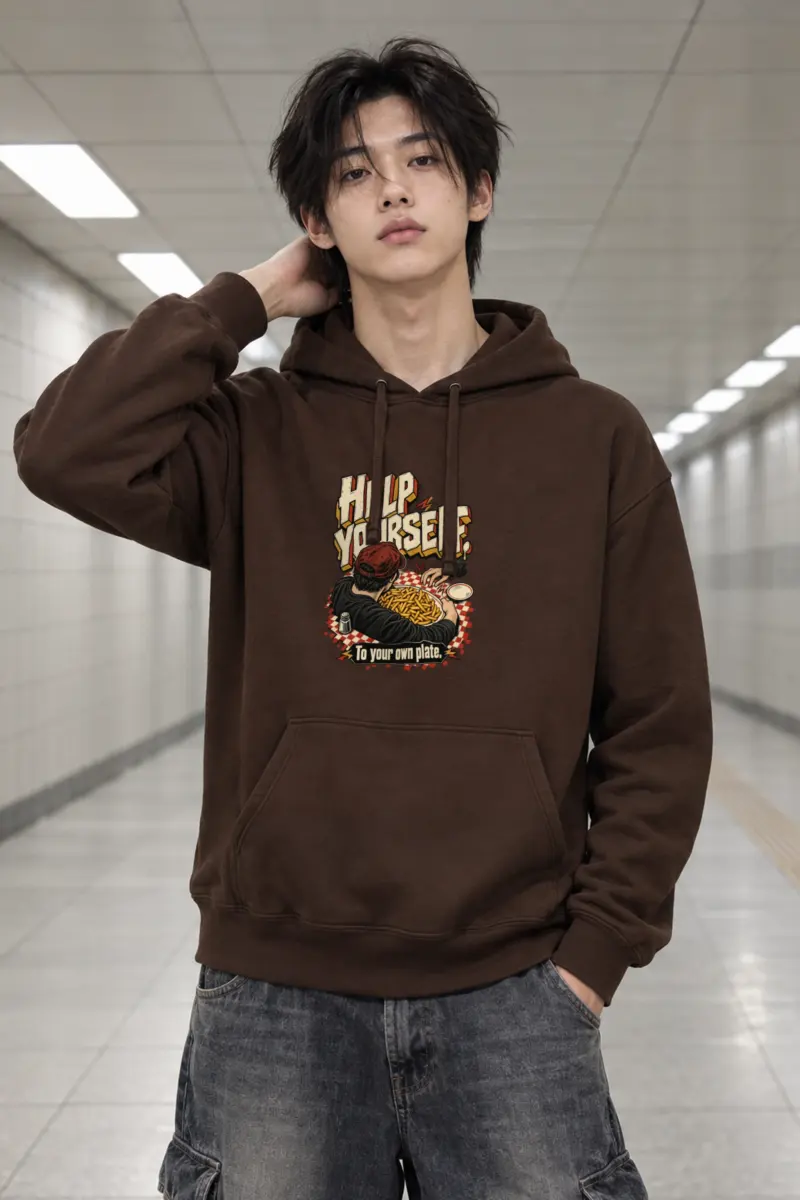 “HELP YOURSELF To your own plate.” Heavy Blend Unisex Pullover Hoodie