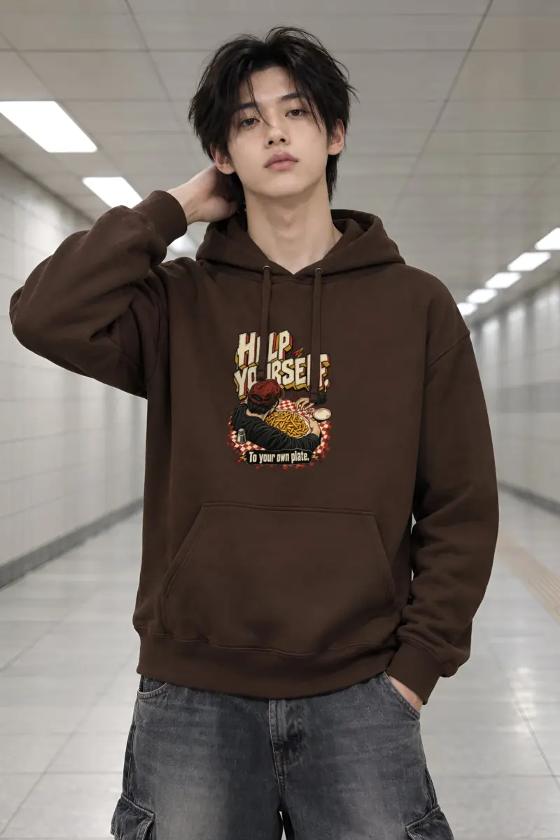 "HELP YOURSELF To your own plate." Heavy Blend Unisex Pullover Hoodie
