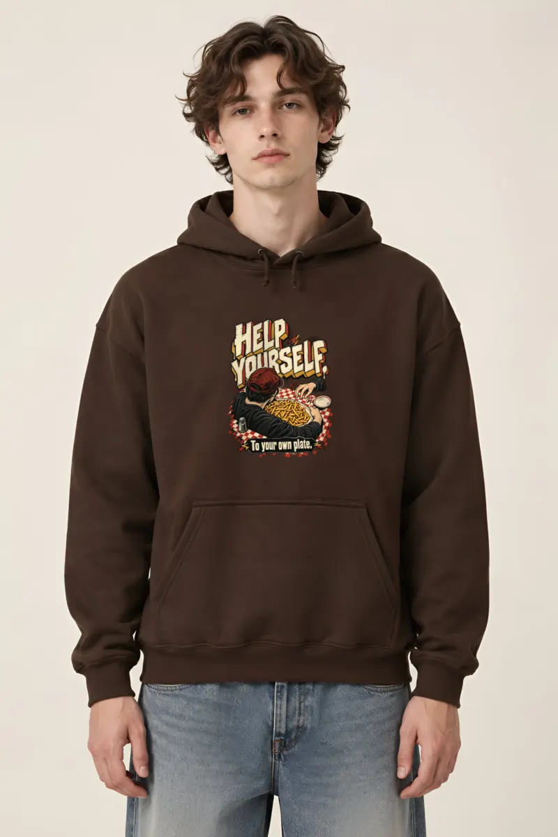 "HELP YOURSELF To your own plate." Heavy Blend Unisex Pullover Hoodie