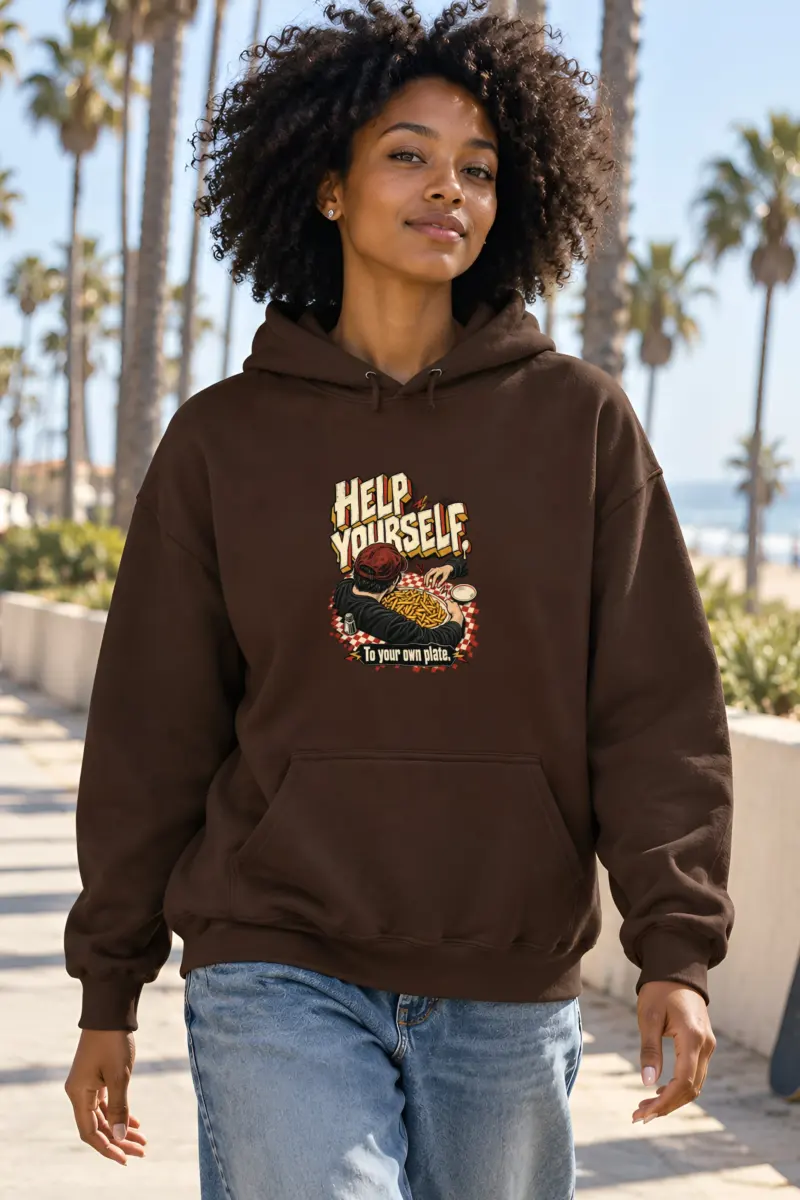 "HELP YOURSELF To your own plate." Heavy Blend Unisex Pullover Hoodie
