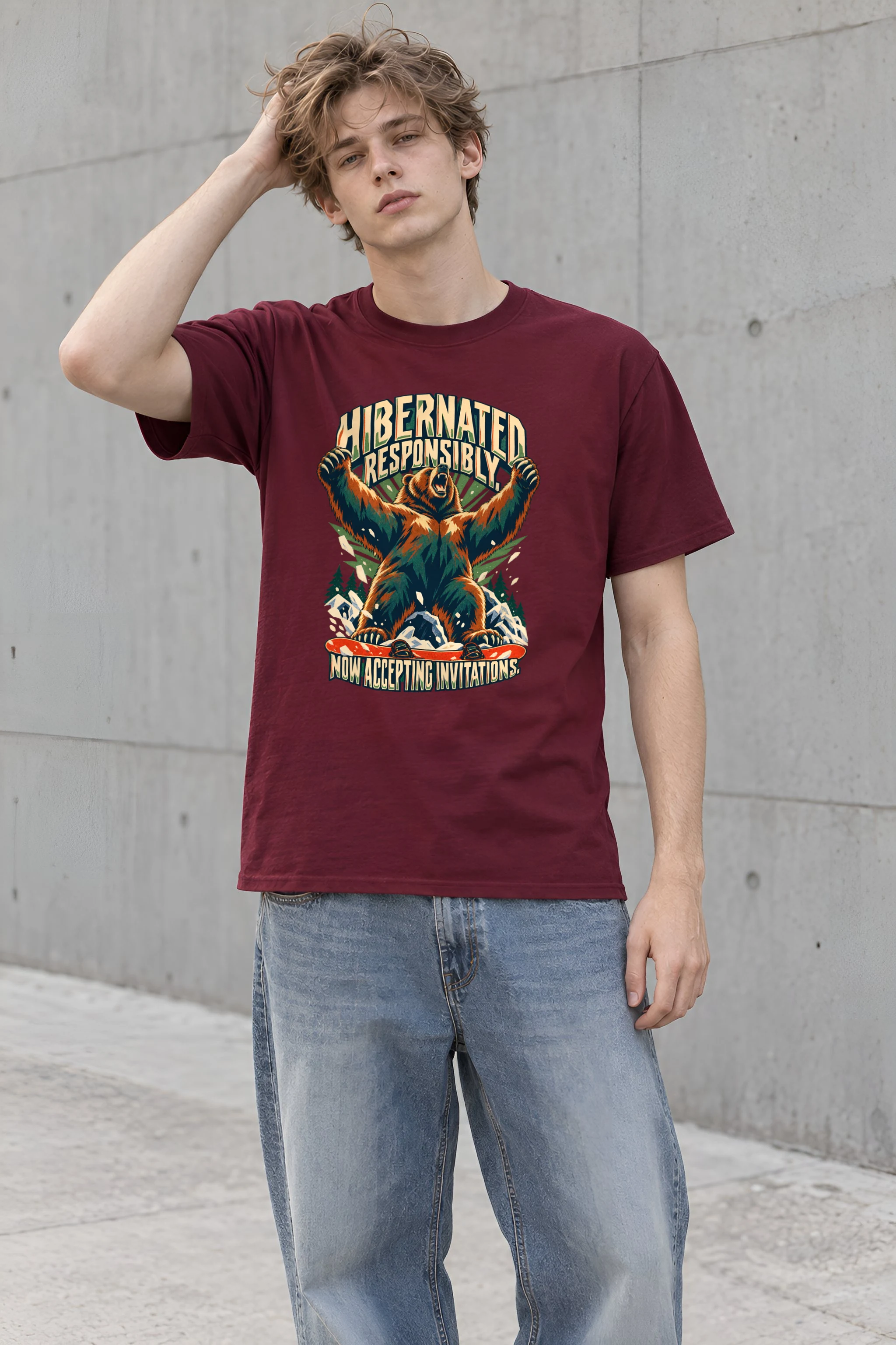 "Hibernated Responsibly" Heavyweight Unisex Crewneck T-shirt