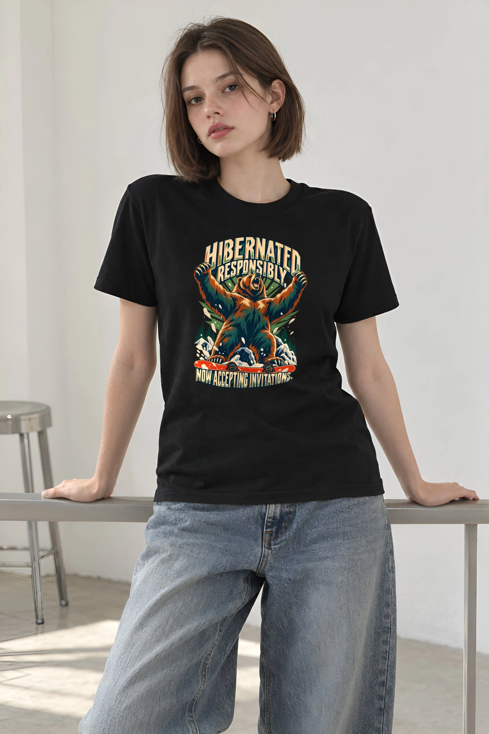"Hibernated Responsibly" Heavyweight Unisex Crewneck T-shirt