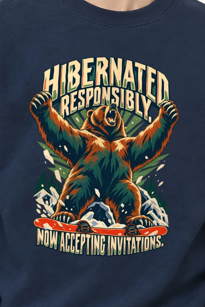 "Hibernated Responsibly" Unisex Crewneck Sweatshirt - the graphic up close