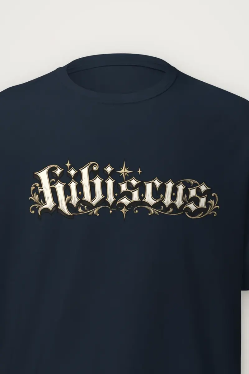"Hibiscus Gothic Lettering" Heavyweight Unisex Crewneck T-shirt