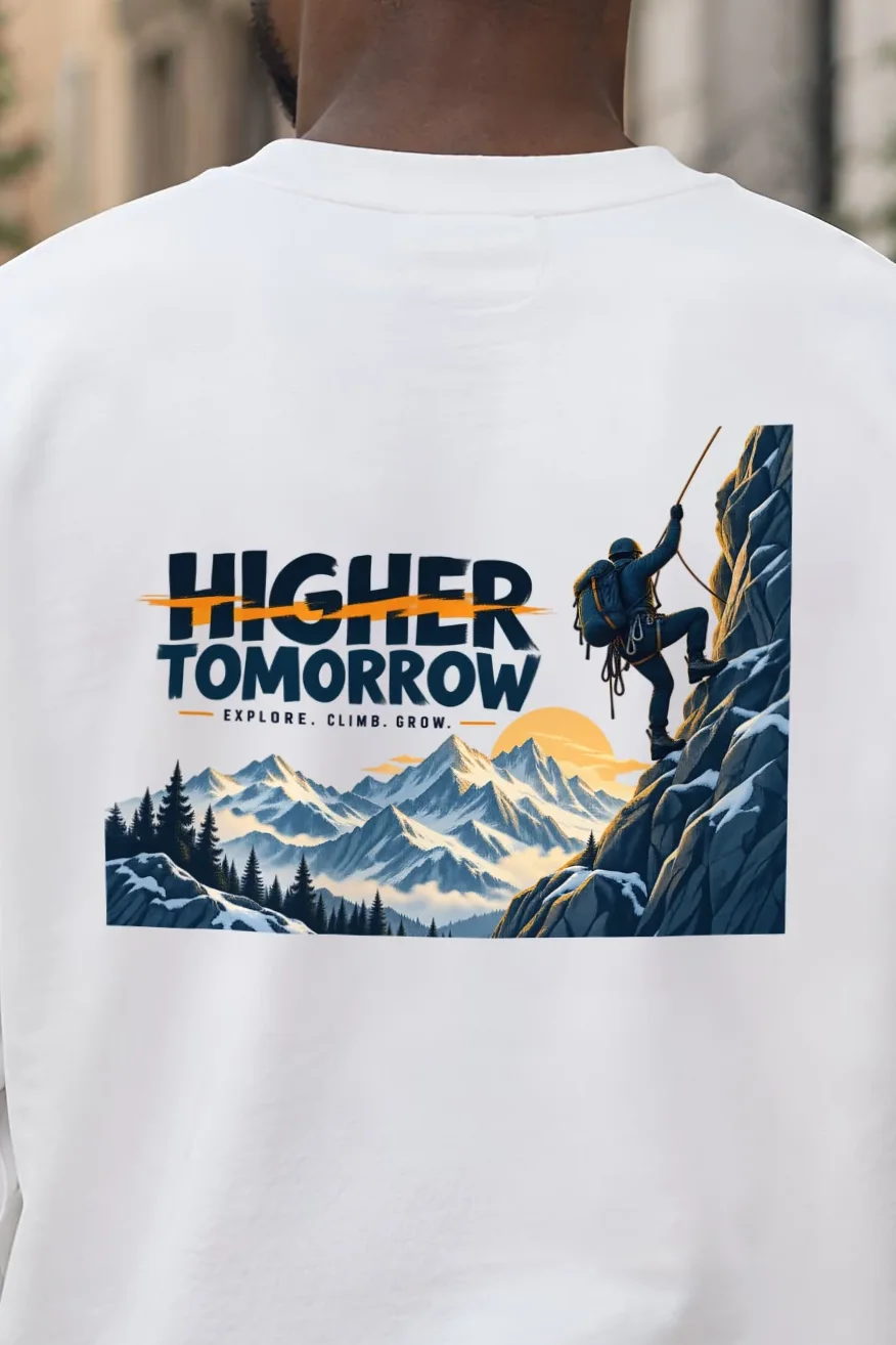 "Higher Tomorrow" 1 Crewneck Sweatshirt - the graphic up close