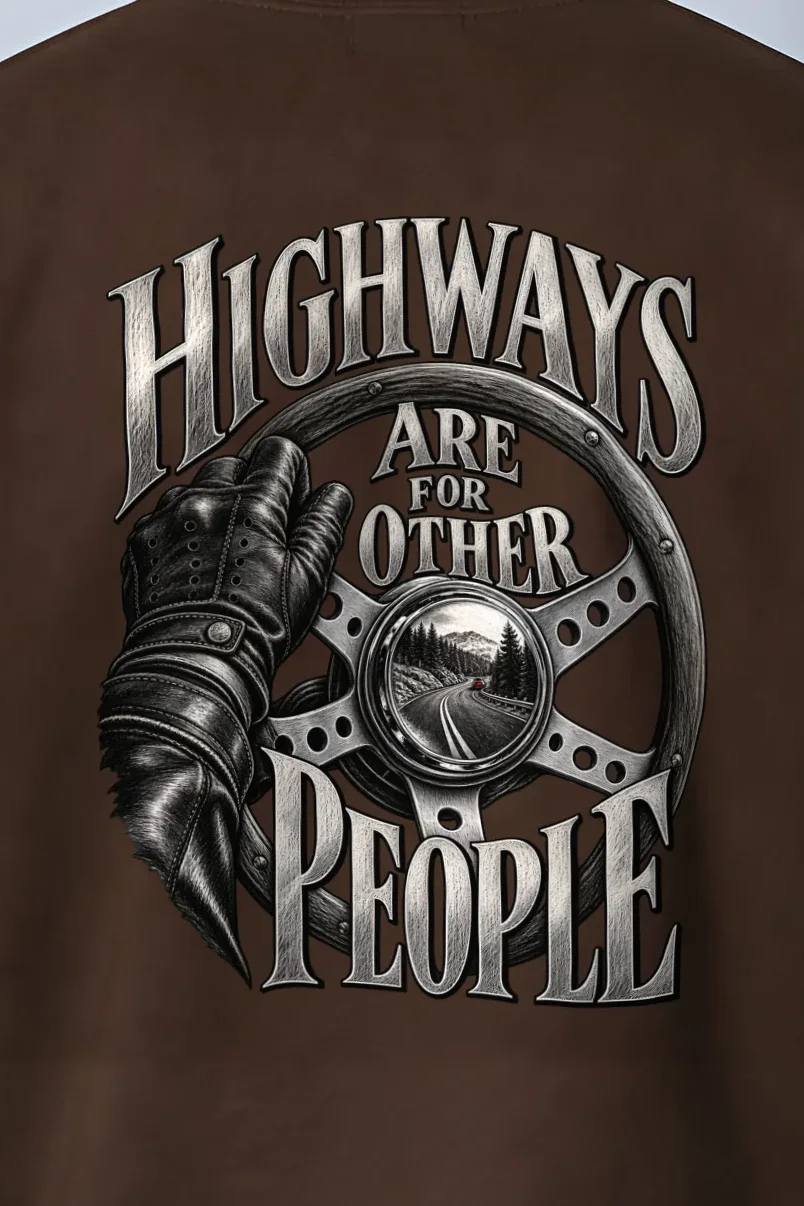 "Highways Are for Other People" Heavy Blend Unisex Crewneck Sweatshirt - the graphic up close