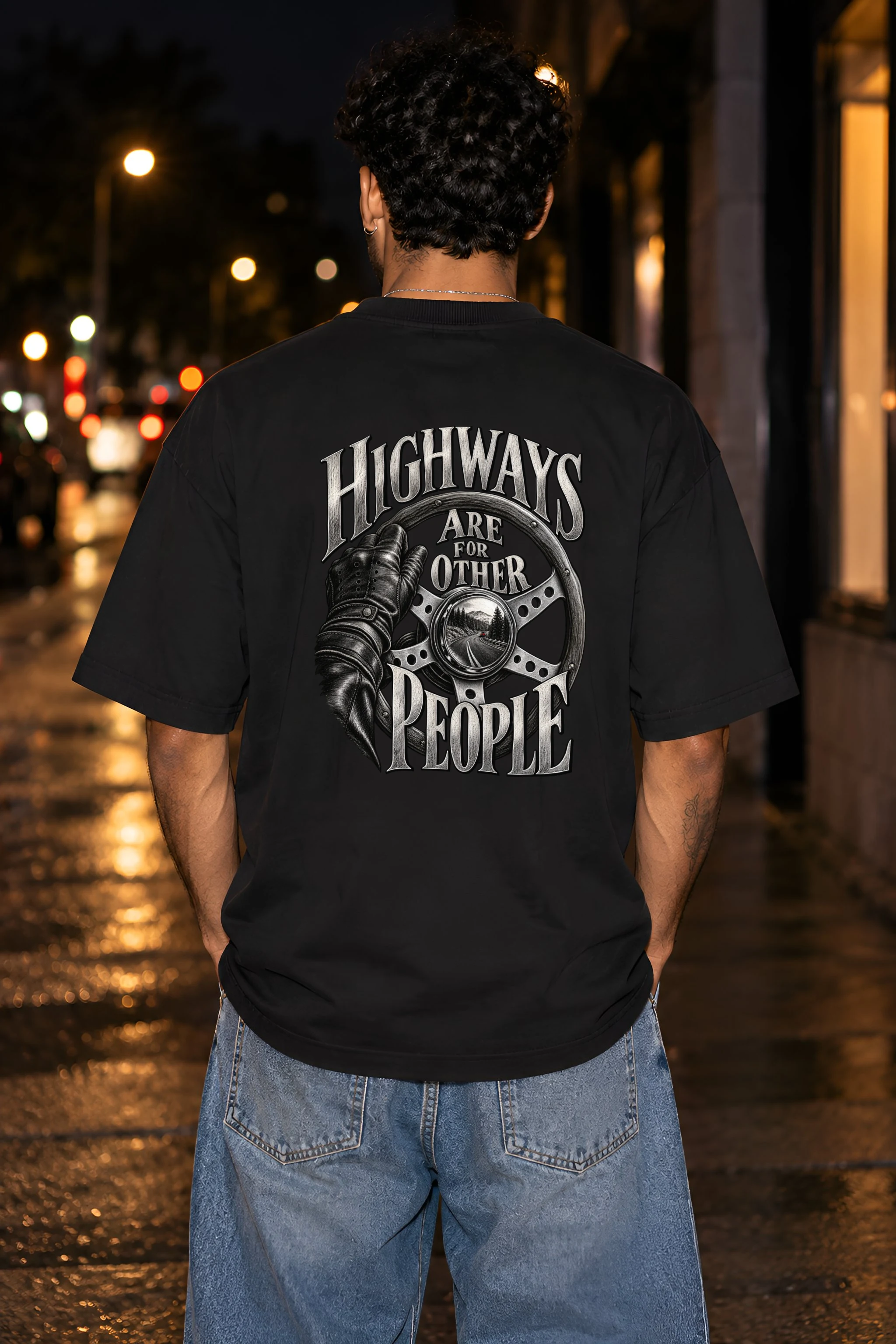 "Highways Are For Other People" Unisex Oversized Heavyweight Crewneck T-Shirt