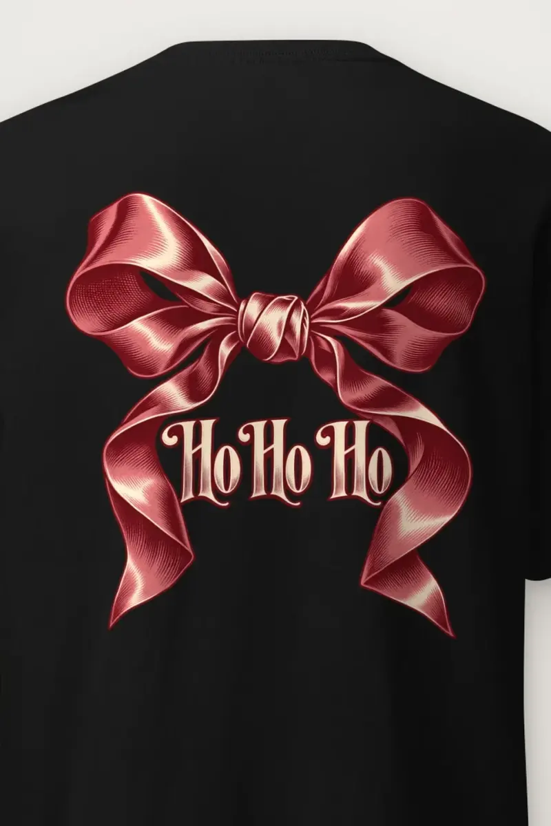 "Ho Ho Ho Ribbon" Heavyweight Unisex Crewneck T-shirt