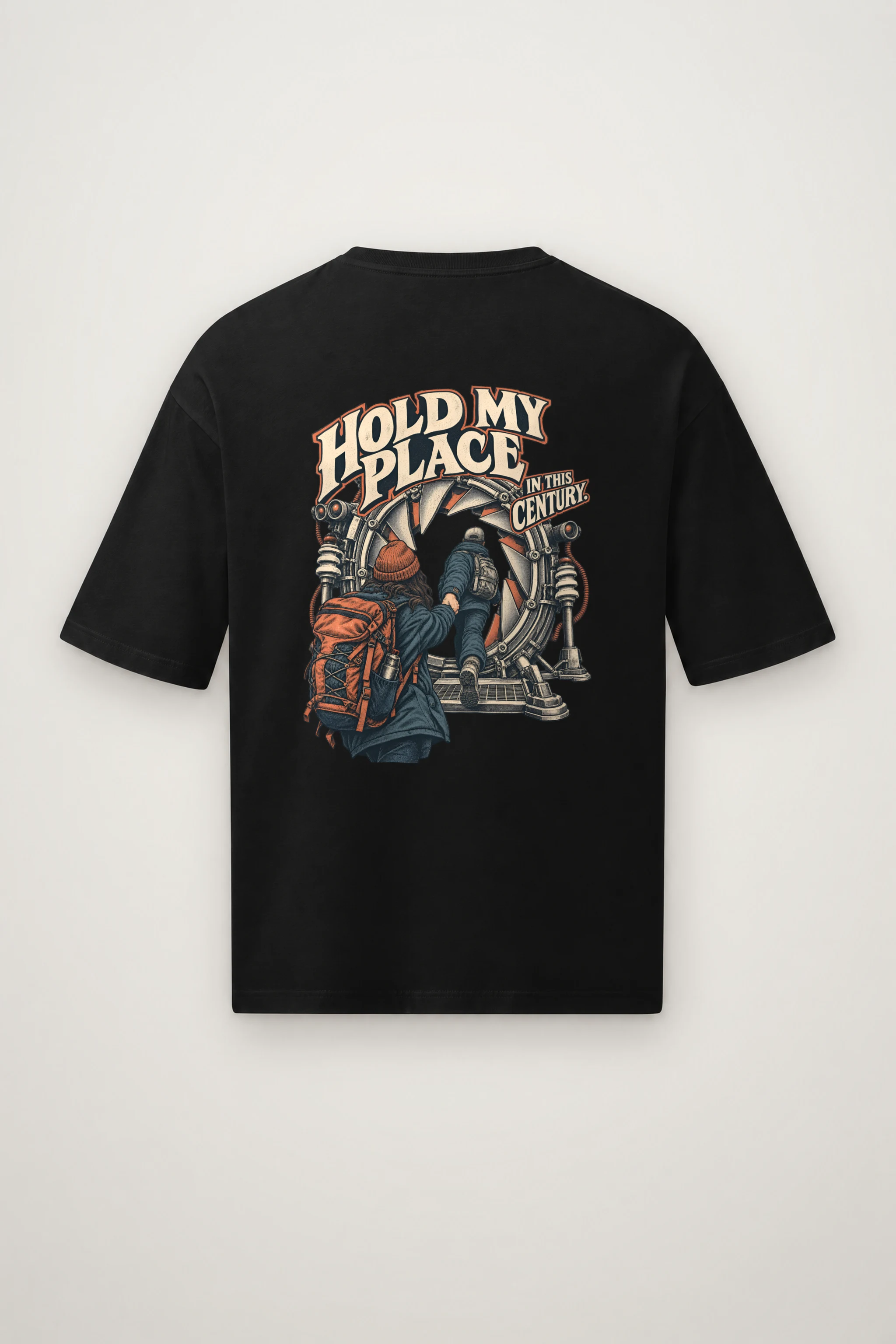 "Hold My Place in This Century" Men's Oversized Heavyweight Crewneck T-Shirt
