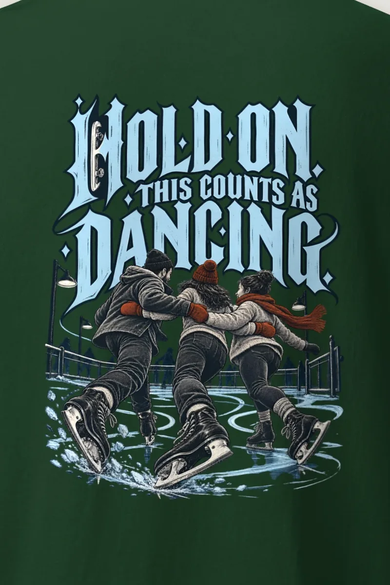 "Hold On, This Counts as Dancing" Heavyweight Unisex Crewneck T-shirt - the graphic up close