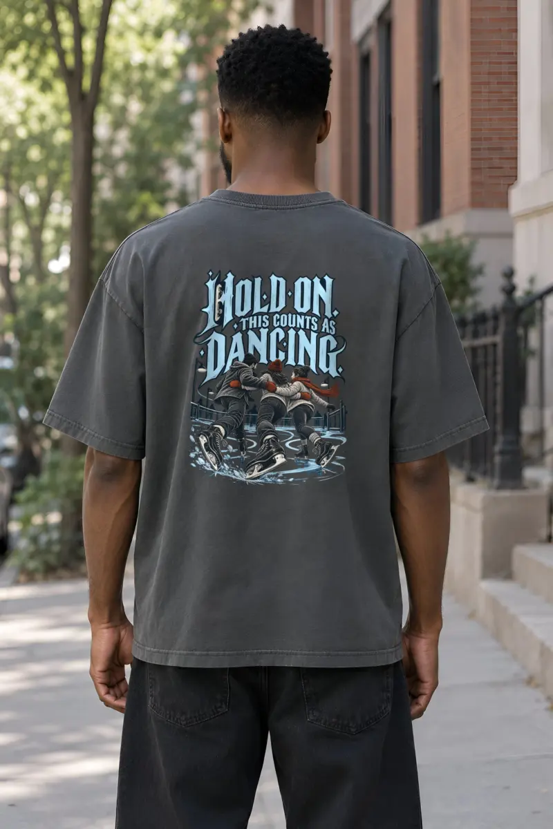 "Hold On, This Counts as Dancing" Unisex Oversized Heavyweight Crewneck T-Shirt