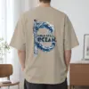 "Hold Still Ocean" Men's Oversized Heavyweight Crewneck T-Shirt