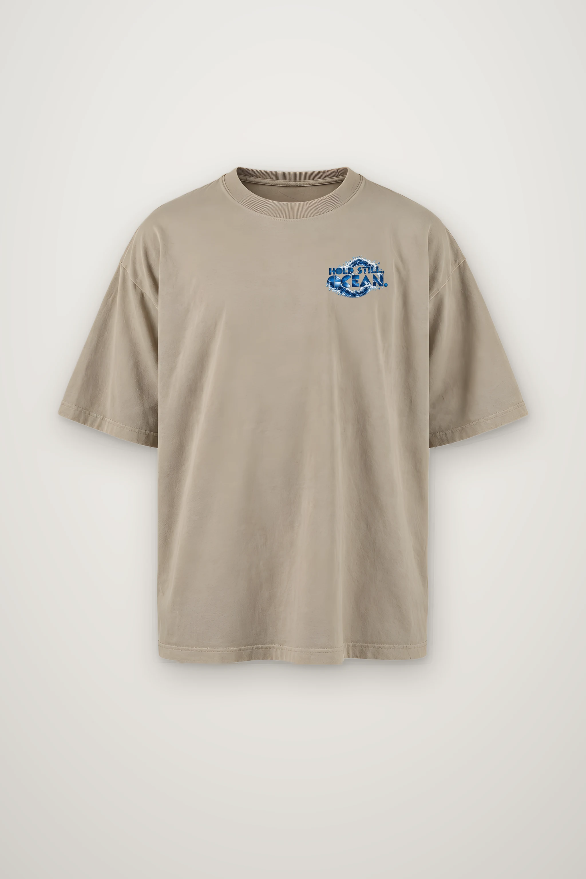 "Hold Still Ocean" Men's Oversized Heavyweight Crewneck T-Shirt