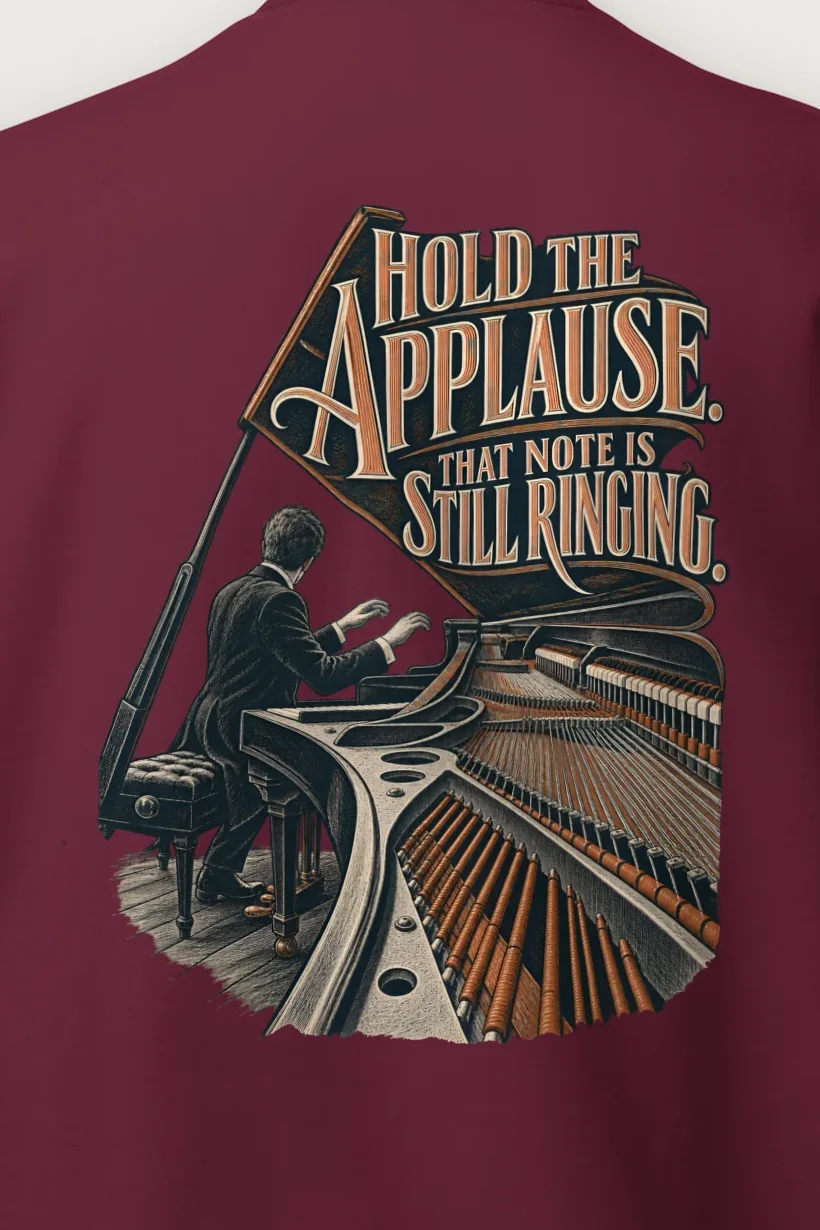 "Hold the Applause" Heavy Blend Unisex Crewneck Sweatshirt - the graphic up close