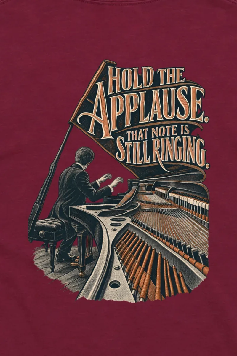"Hold the Applause" Unisex Longsleeve T-shirt - the graphic up close